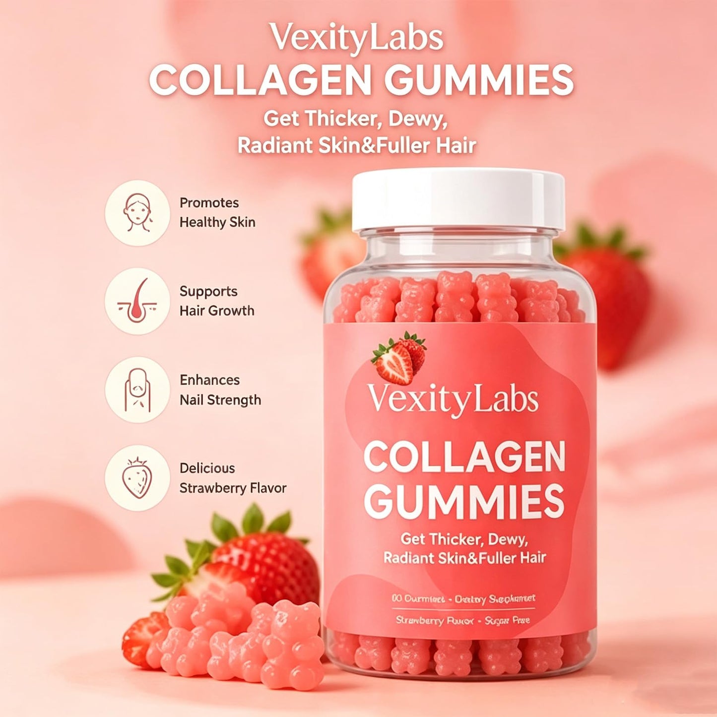 Xarewx Vexity Labs Collagen Gummies, 60 Count