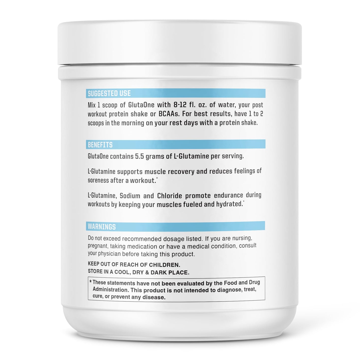 NutraOne GlutaOne L-Glutamine Powder, 75 Servings