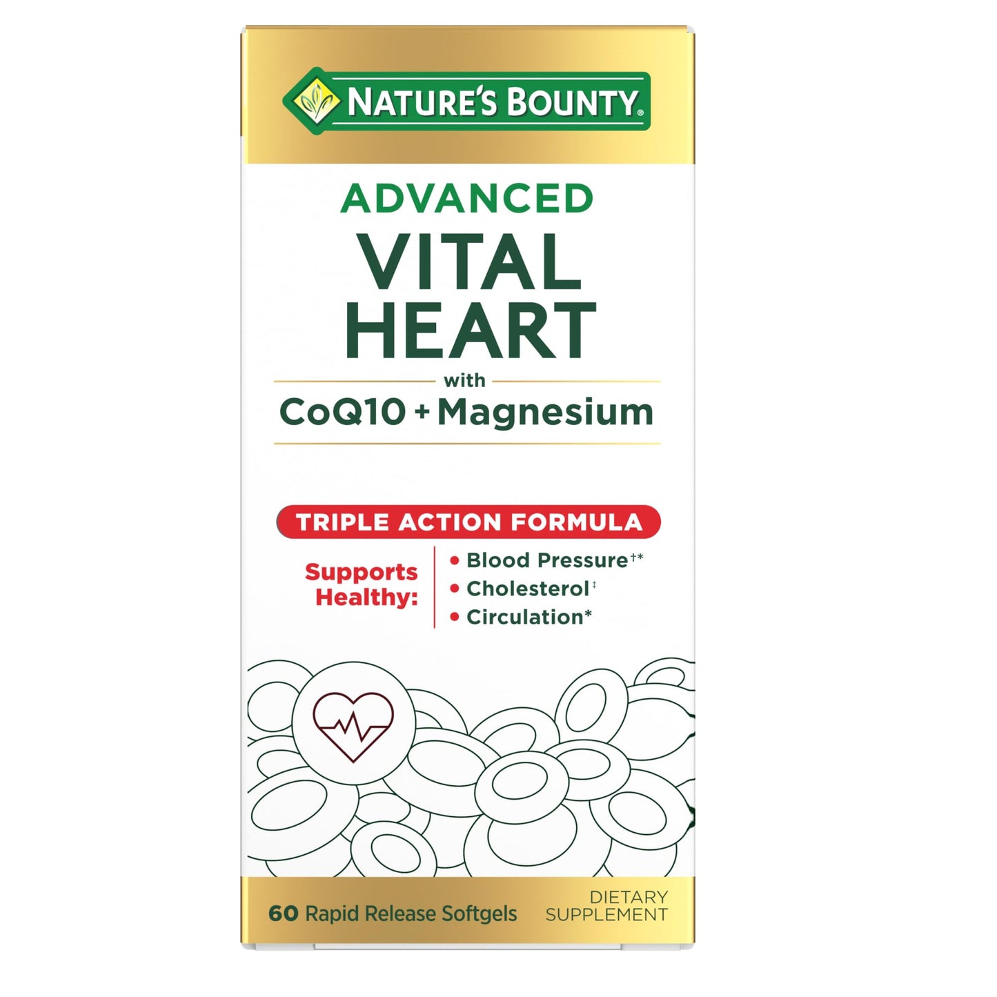 Nature's Bounty Advanced Vital Heart with CoQ10 + Magnesium Softgels, 60 Softgels