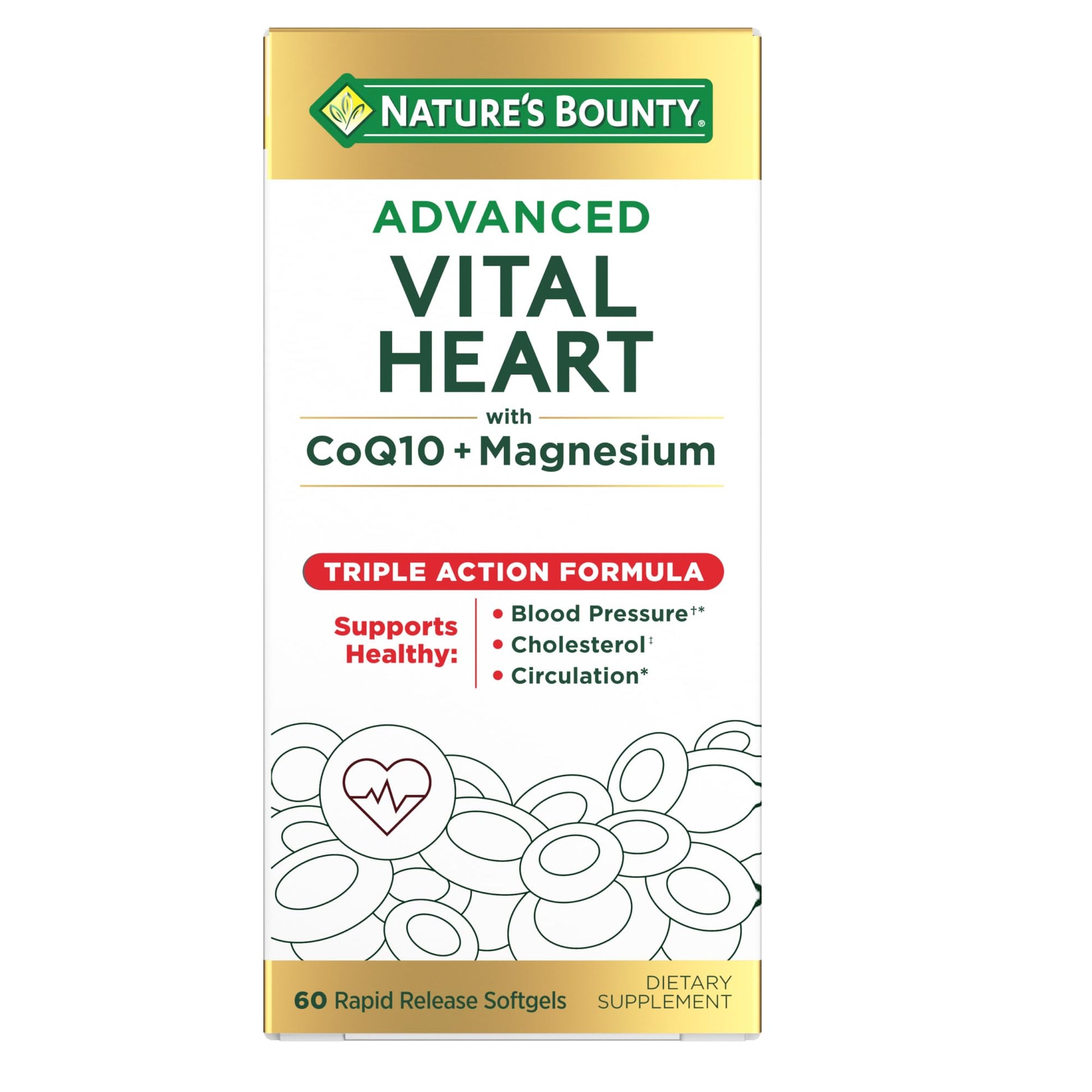 Nature's Bounty Advanced Vital Heart with CoQ10 + Magnesium Softgels, 60 Softgels