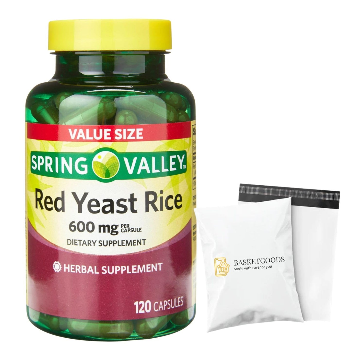 BASKETGOODS Red Yeast Rice 600 mg Capsule, 120 Count