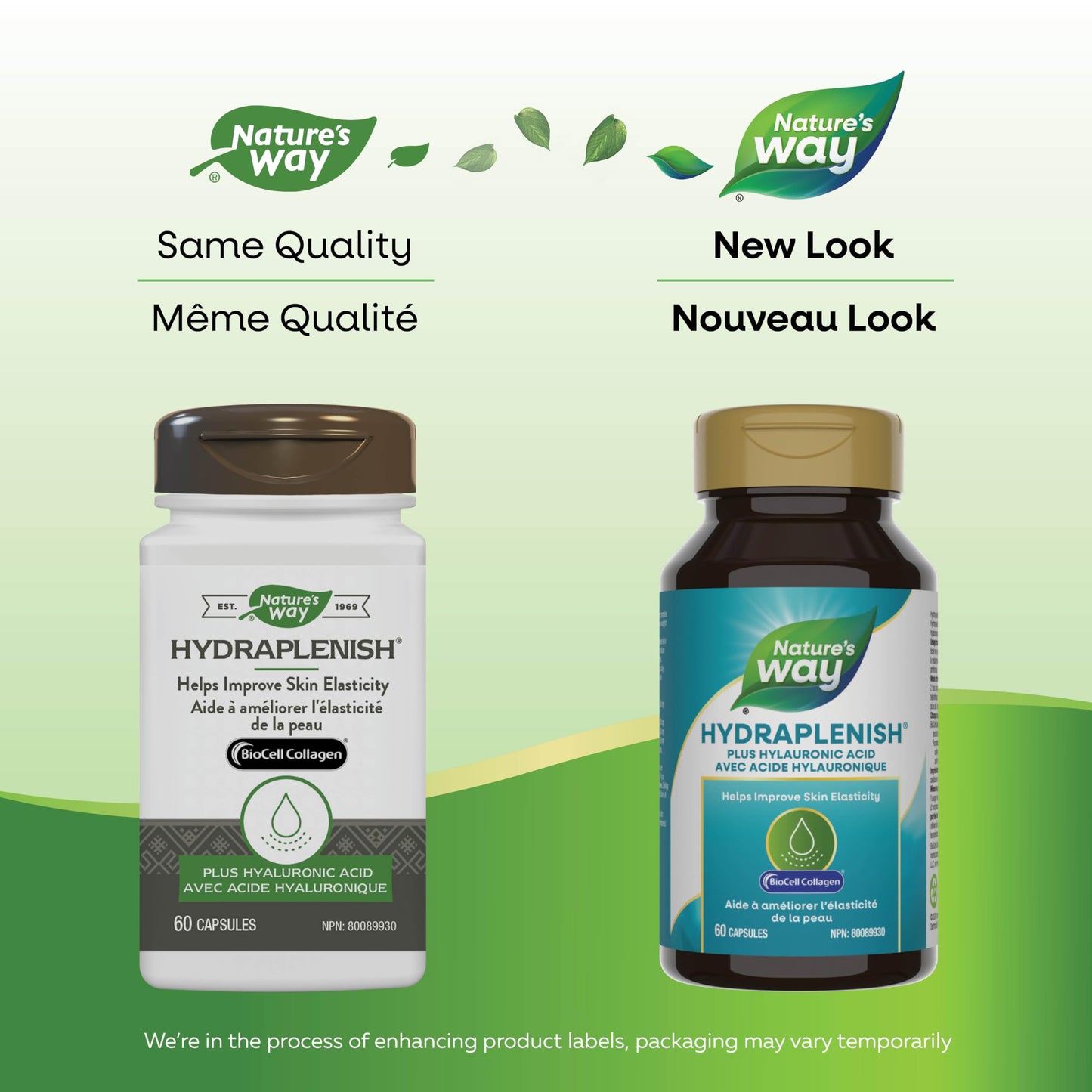 Nature's Way Hydraplenish with BioCell Collagen, Hyaluronic Acid, Support for Collagen Production, Elasticity & Healthy Skin*, 60 Capsules