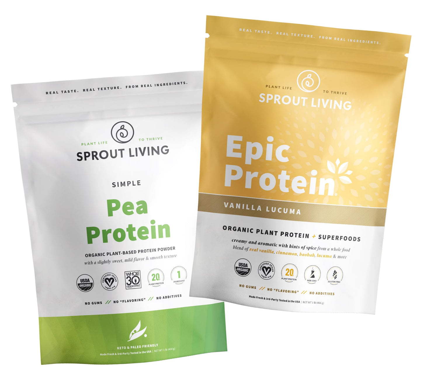 Sprout Living Epic Protein Vanilla Lucuma + Simple Pea Protein Powder, 32 Servings