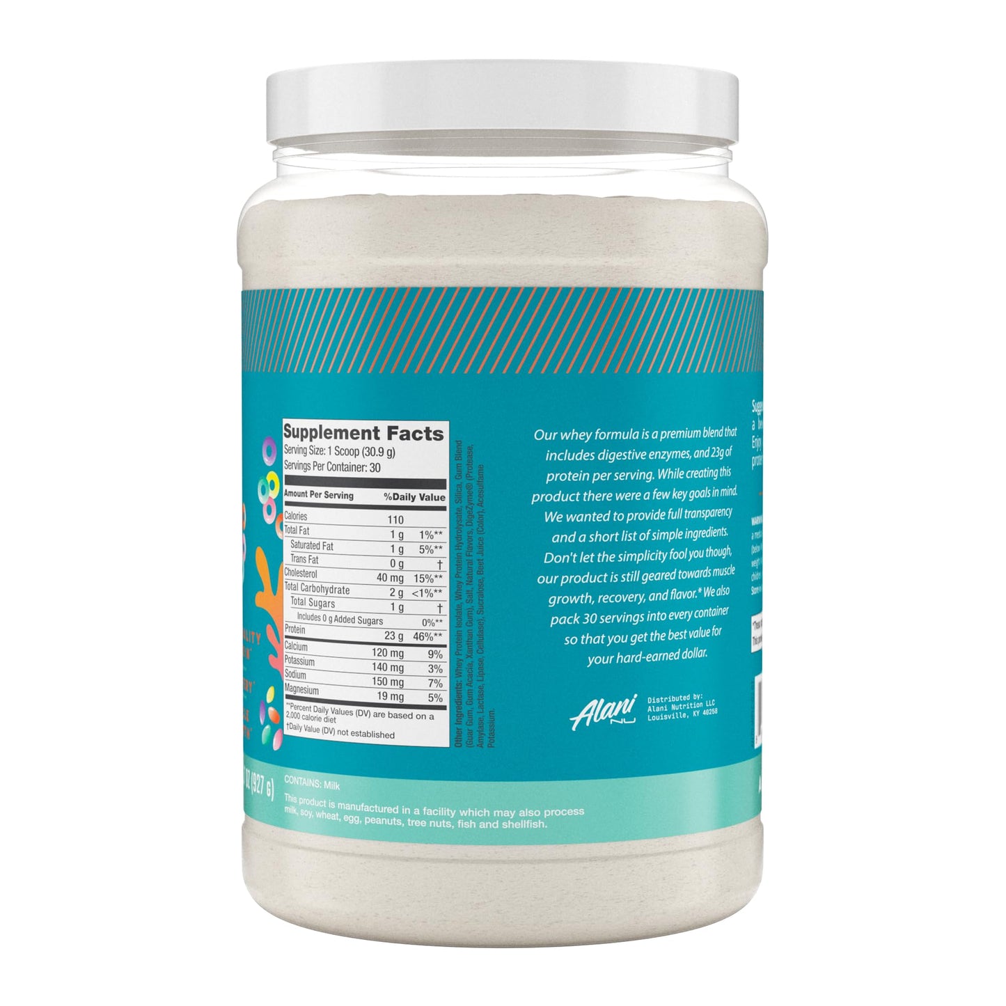 Alani Nu Whey Protein Powder Fruity Cereal 0.7 oz, 30 Servings