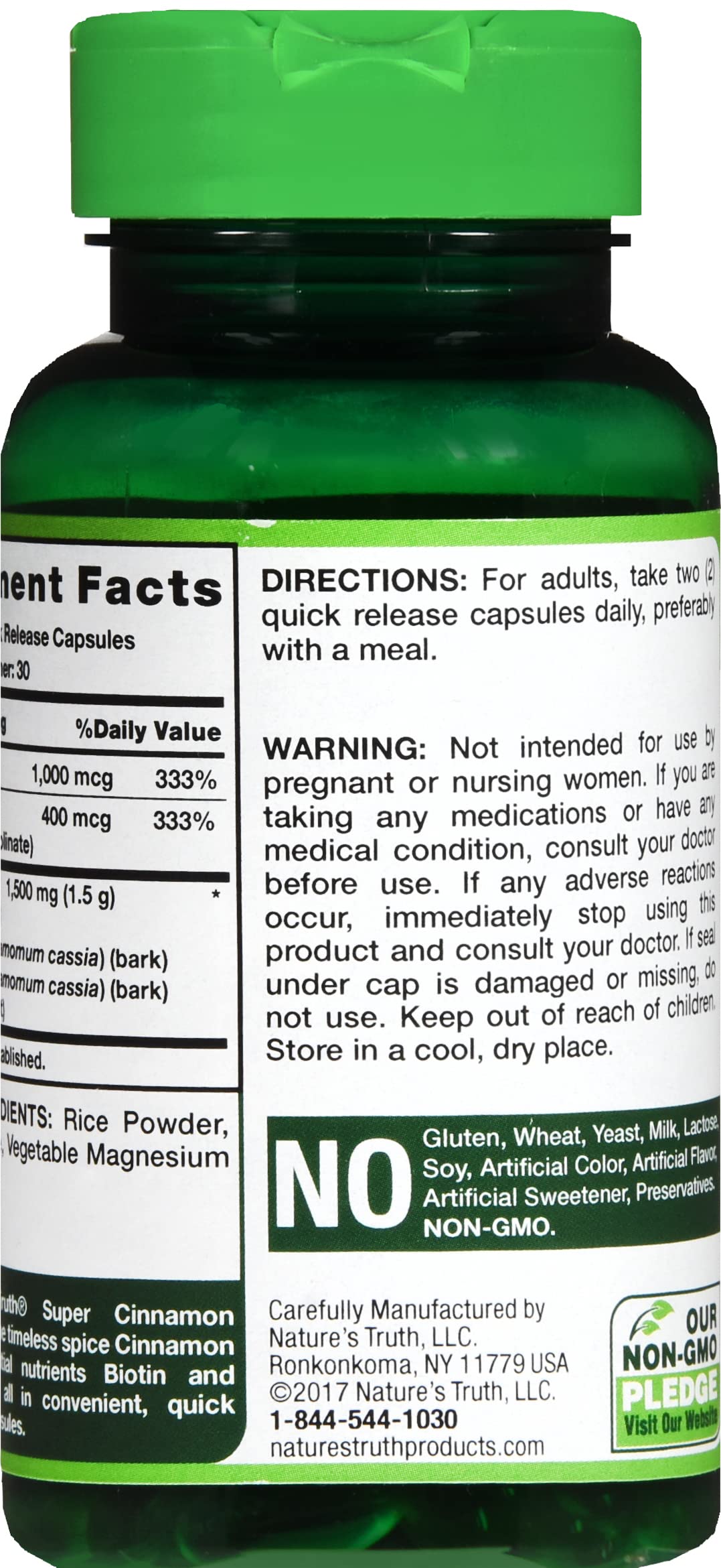 Nature's Truth Super Cinnamon Plus Biotin & Chromium Quick Release Capsules, 120 Capsules