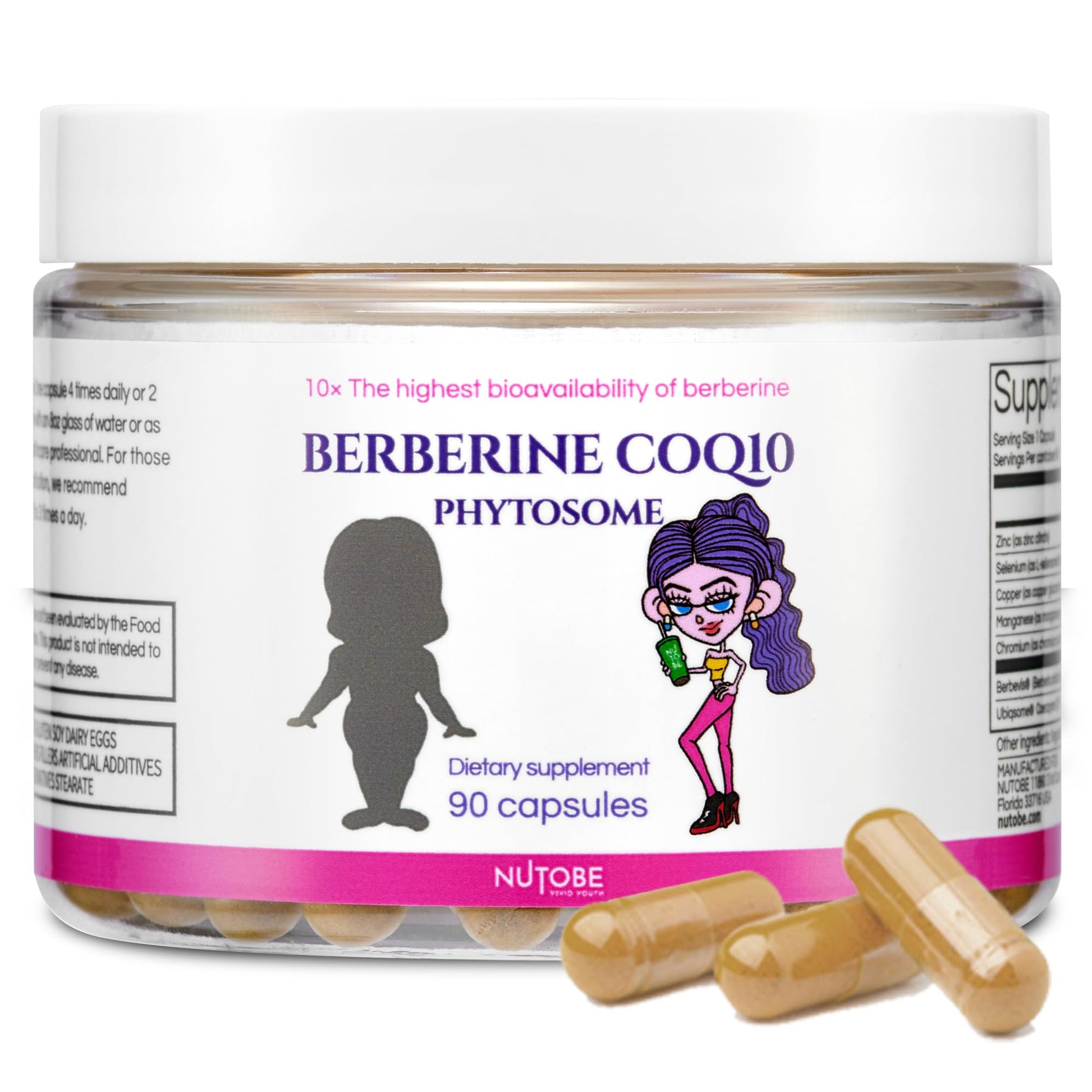 NUTOBE Berberine CoQ10 Phytosome Capsule 90 Count