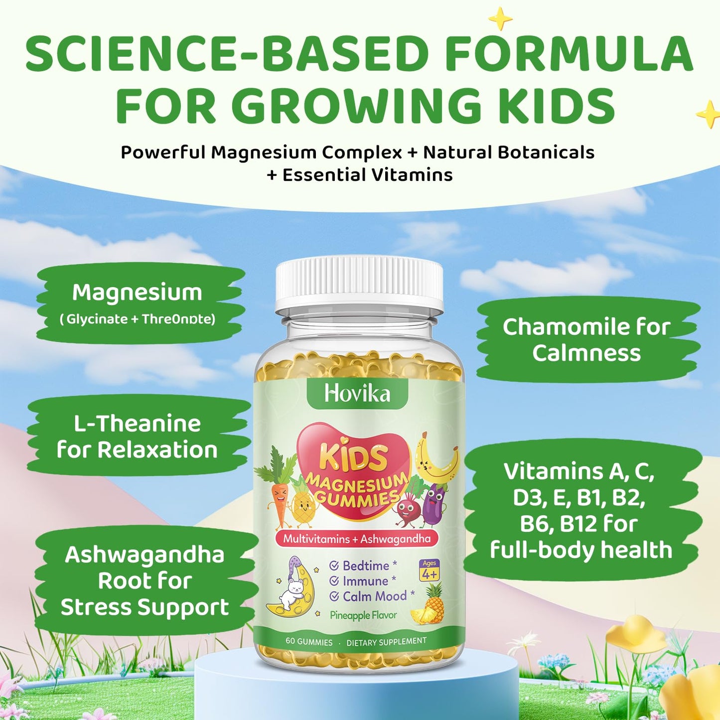 Hovika Kids Magnesium Glycinate Gummies, 60 Count