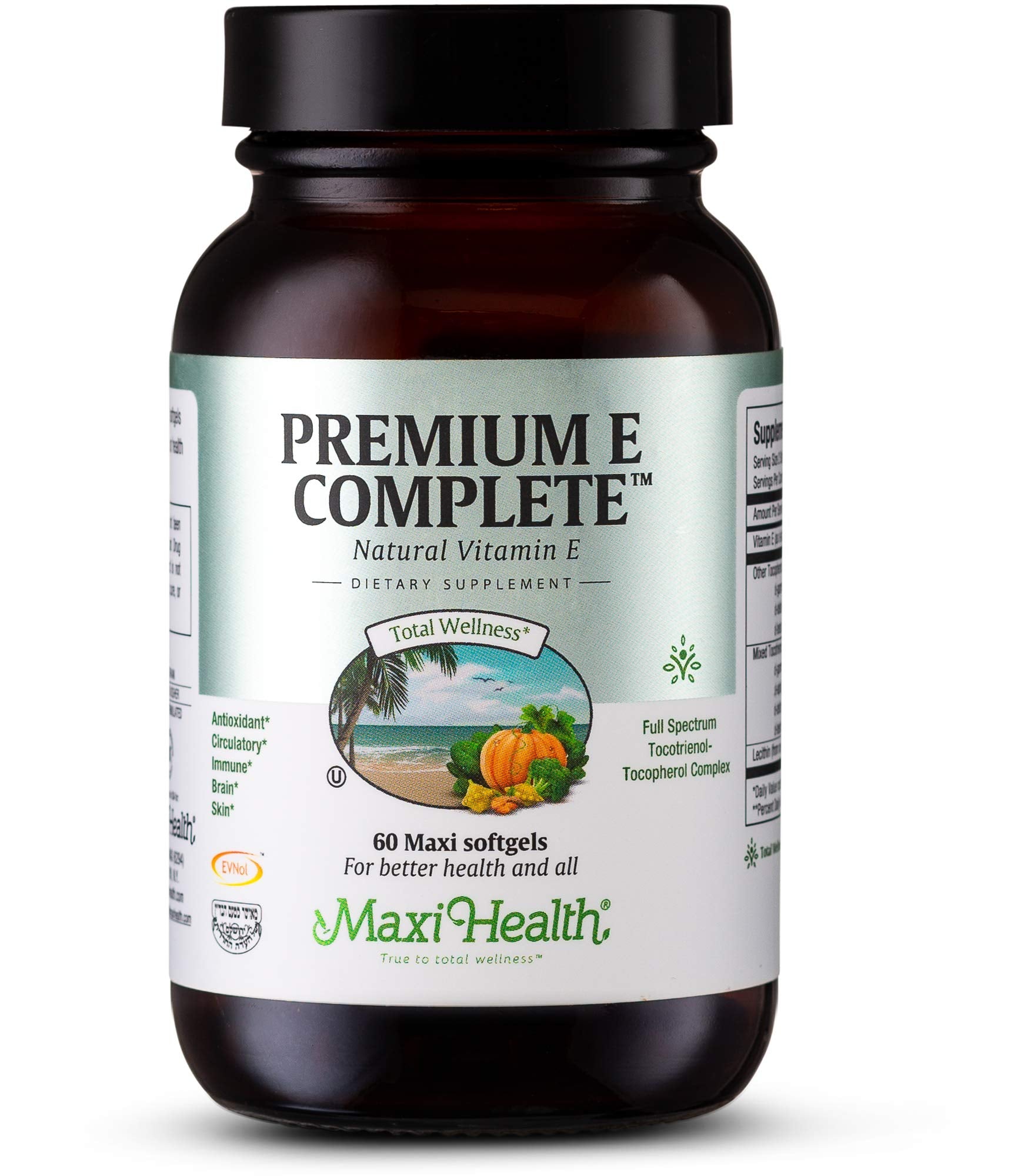 Maxi Health Premium E Complete 200 IU Vitamin E Capsules, 60-count