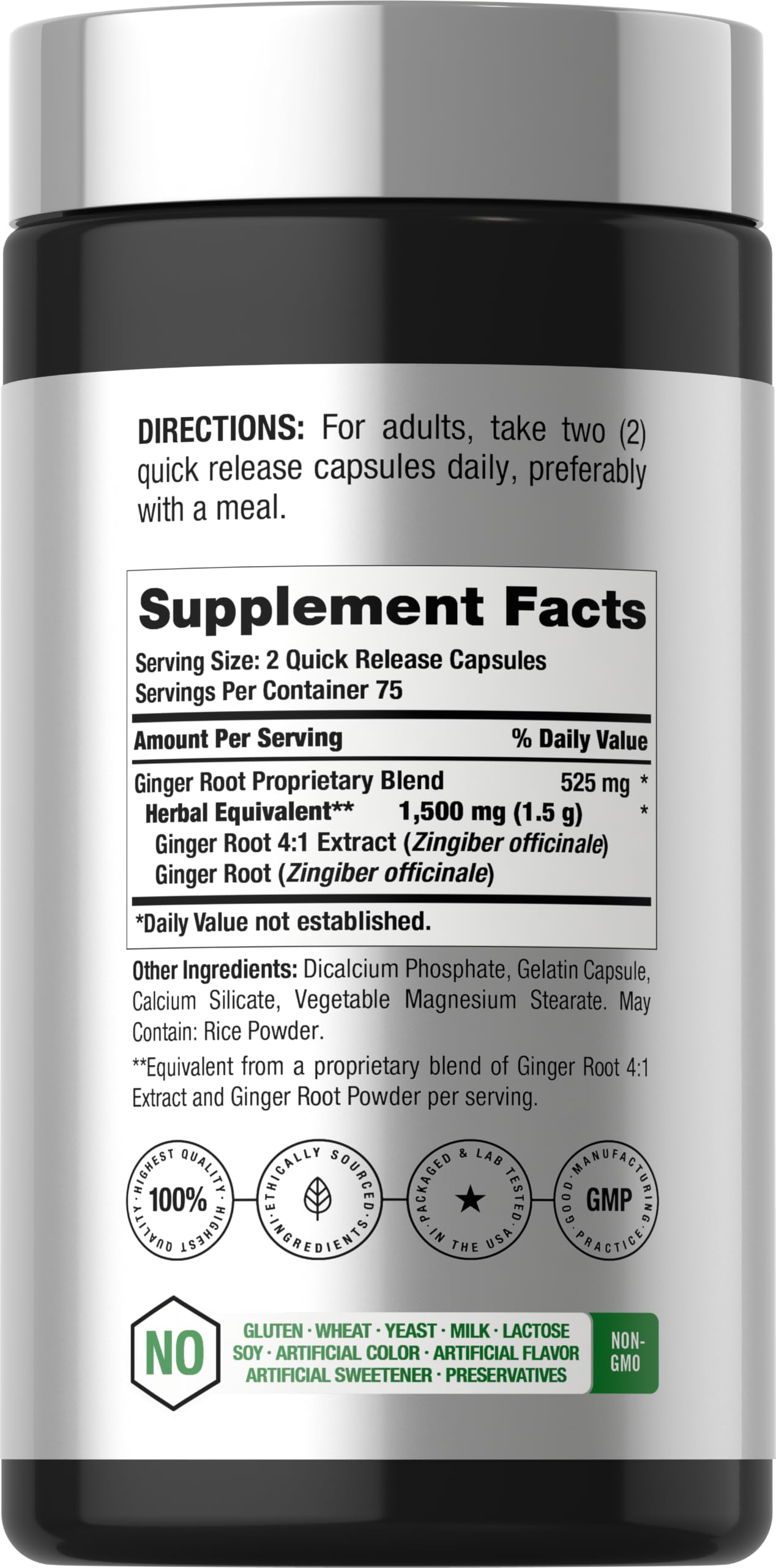 Horbäach Ginger Root Extract Supplement Capsule, 150 Count