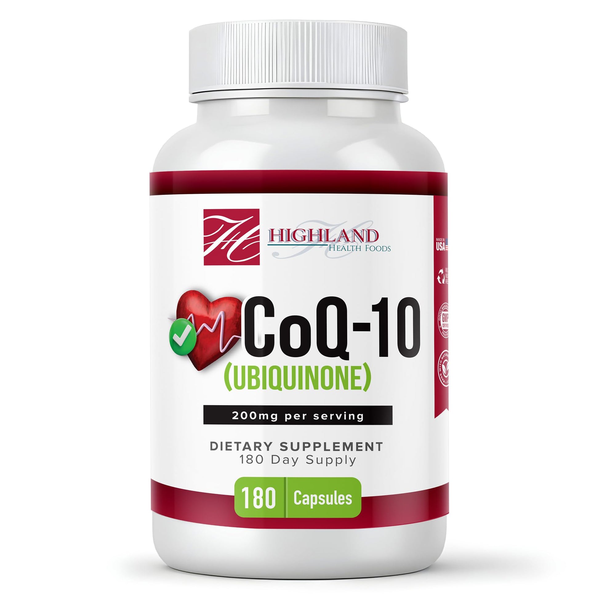 Highland Health Foods CoQ10 200mg, 180 Capsules