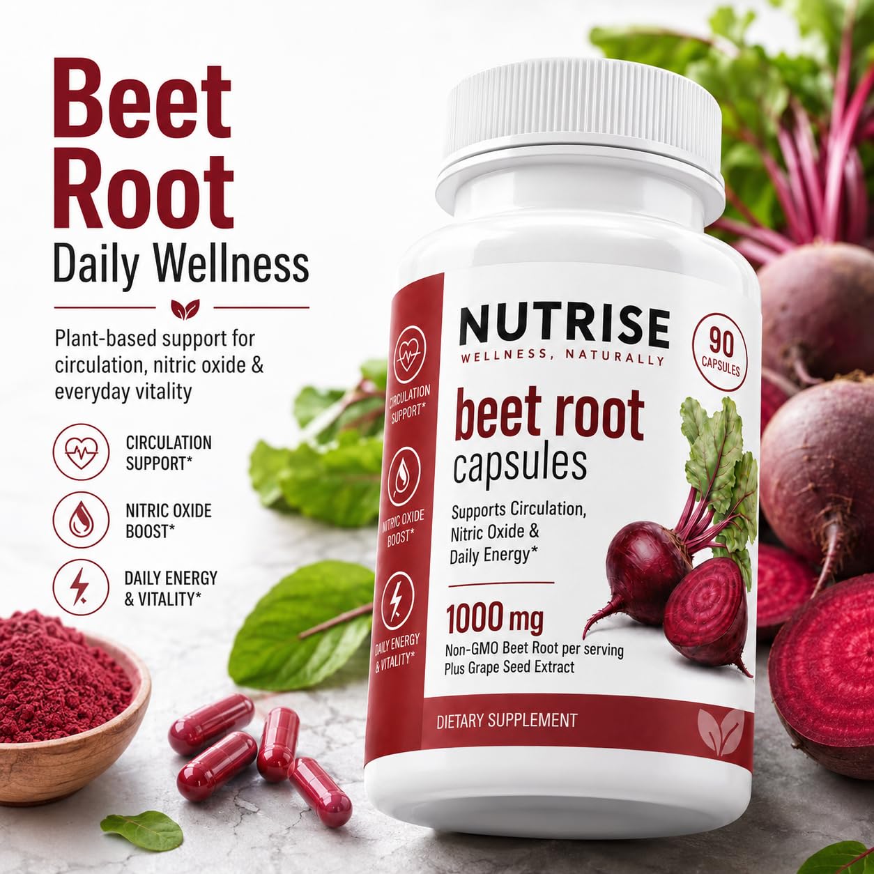 Achuhe Nutrise Beetroot with Grape Seed Extract 90 Capsules