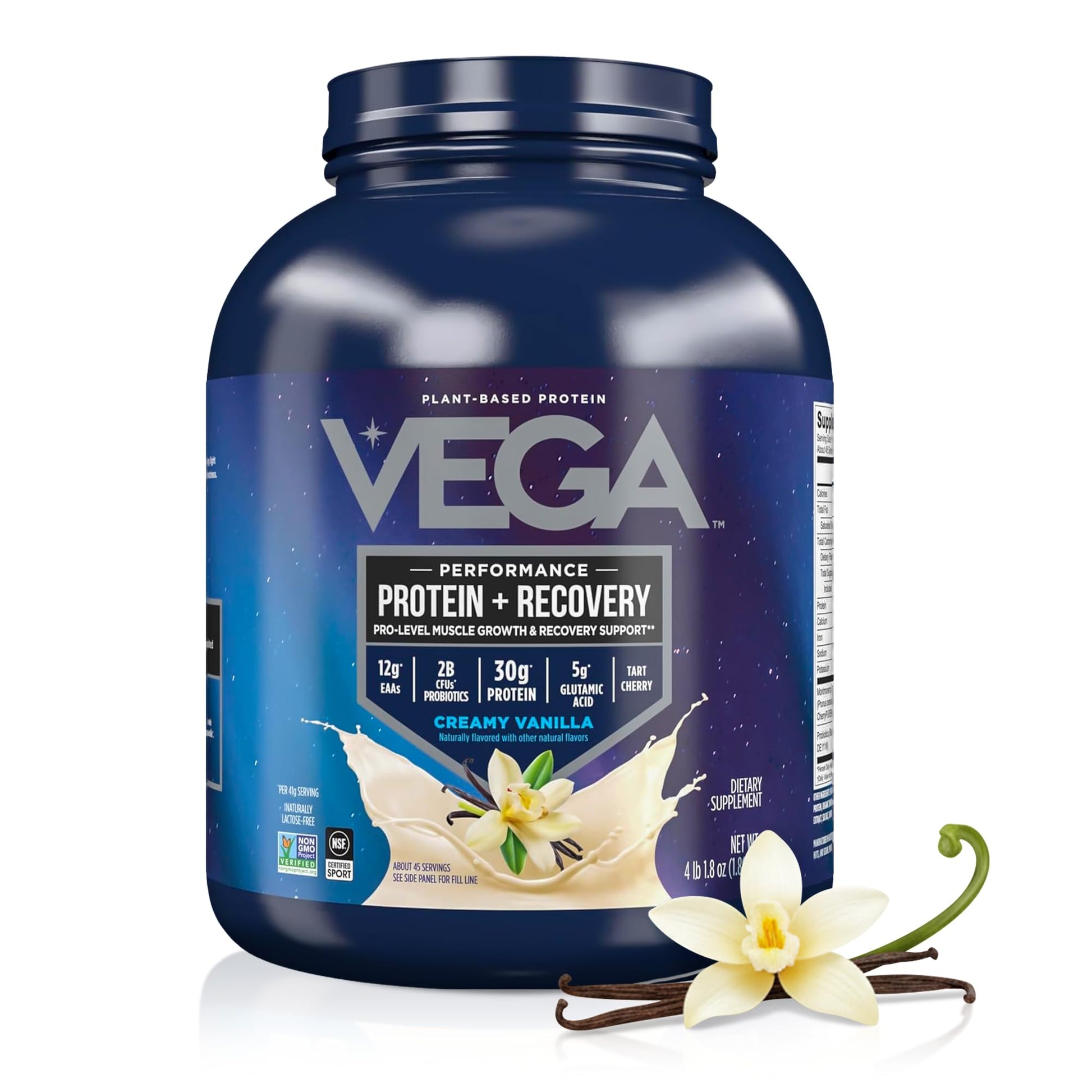 Vega Protein + Recovery Vanilla Protein Powder, 64 Servings