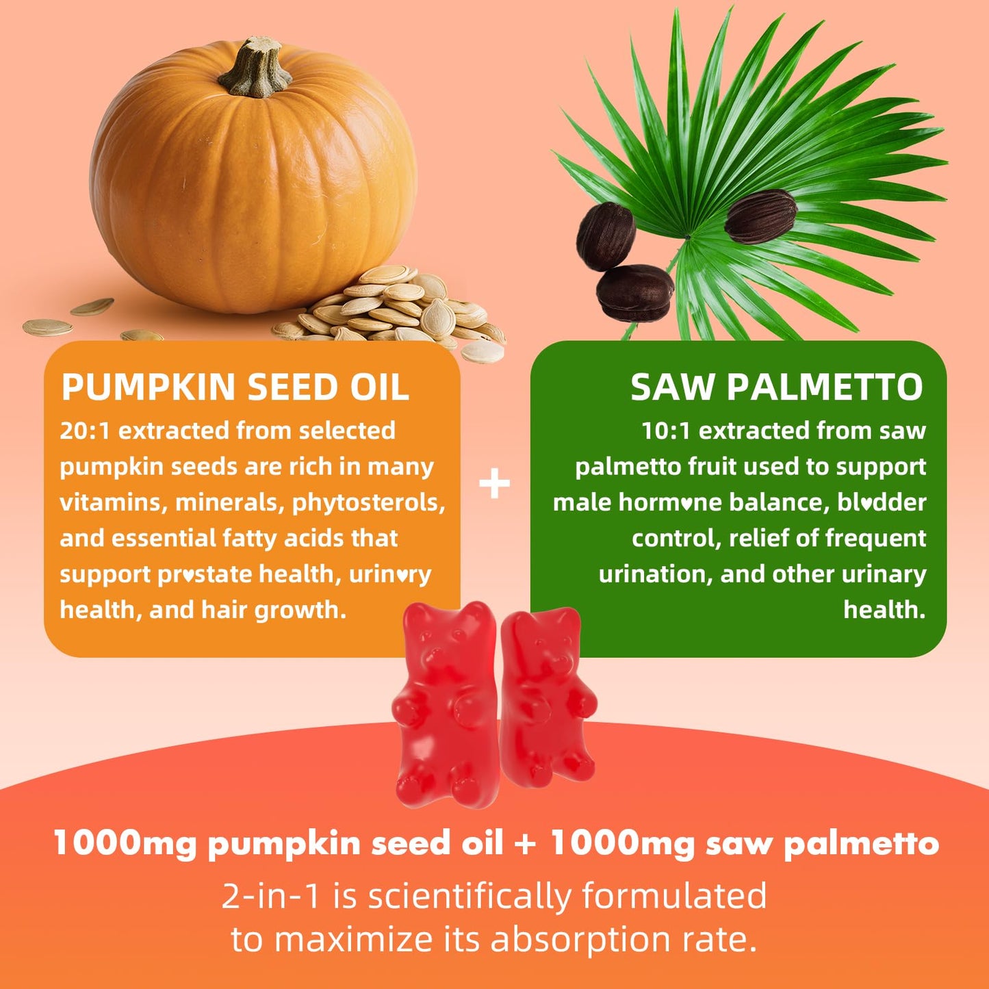 GrnLife Pumpkin Seed Oil Gummies with Saw Palmetto, 60 Gummies