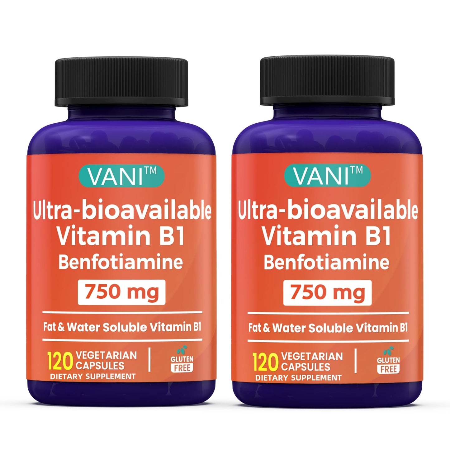 VANI Mega Benfotiamine 750mg with Vitamin B-1, 120 Capsules