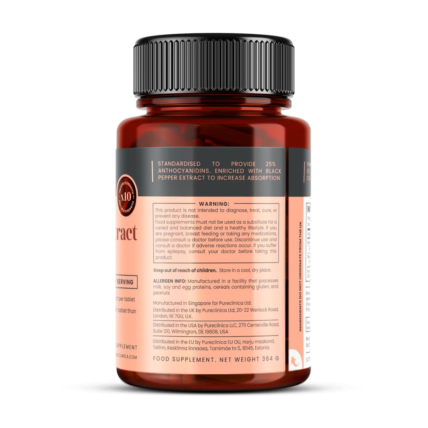 Pureclinica Bilberry Extract 1000mg (10:1) Tablet, 720 Tablets