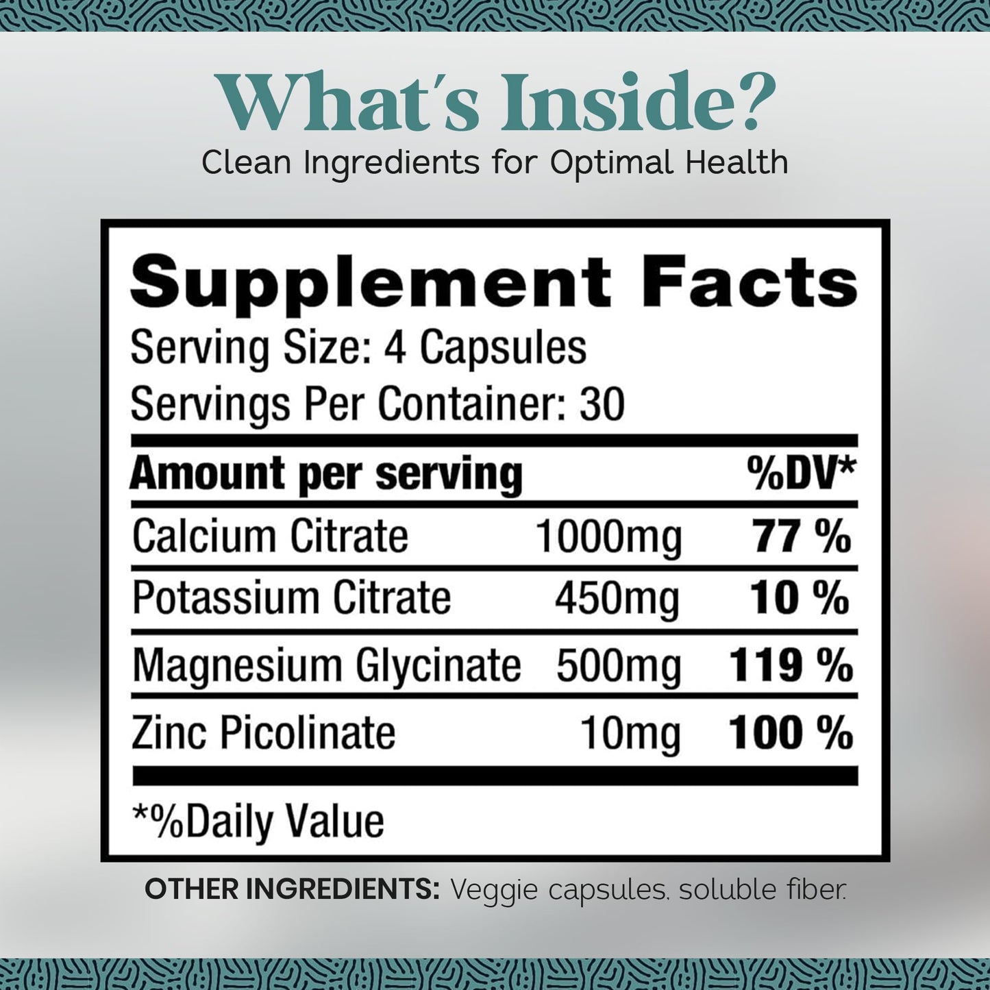 LaviMD Potassium Magnesium Zinc Calcium Supplement Capsule, 120