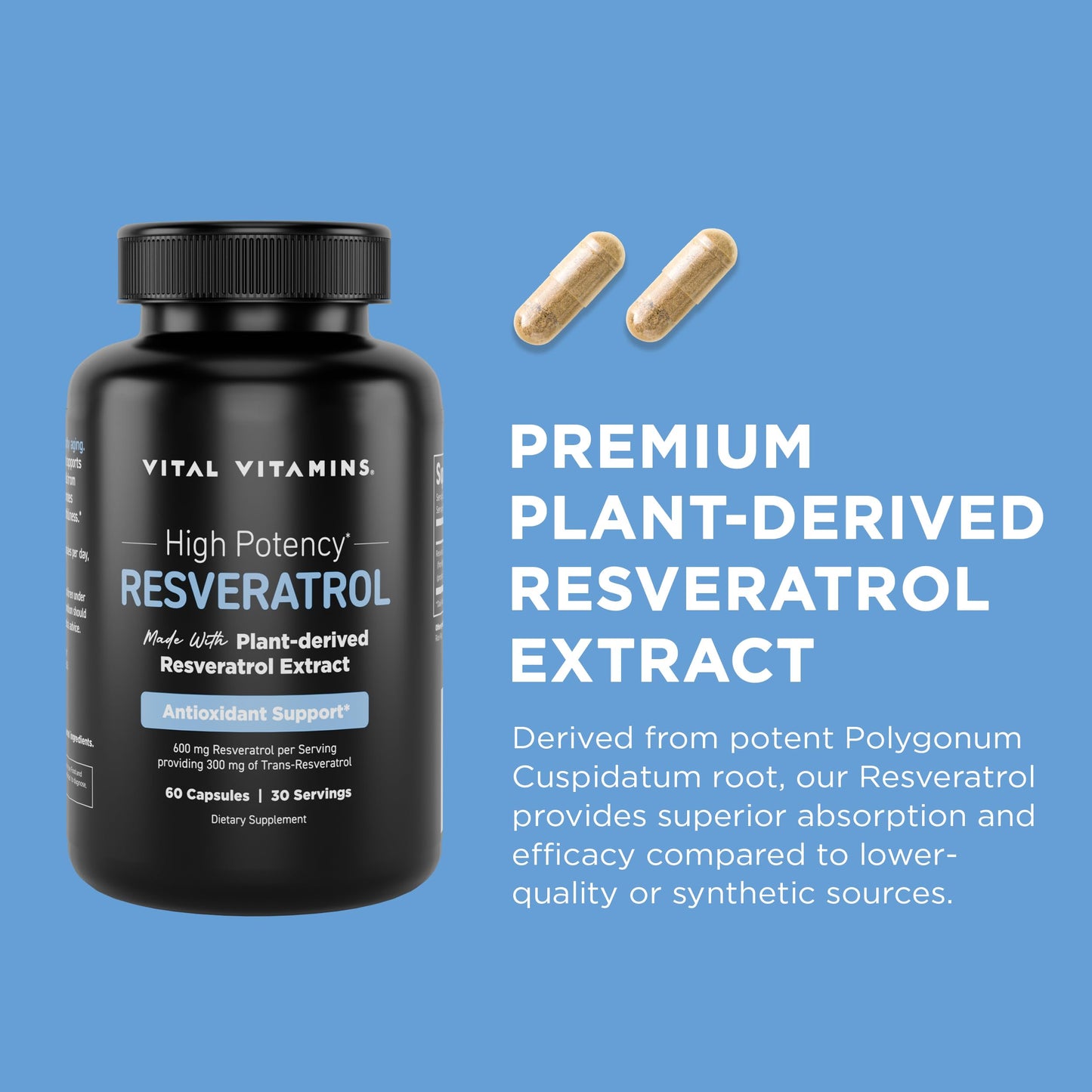 Vital Vitamins Resveratrol Supplement Capsule 60 Capsules