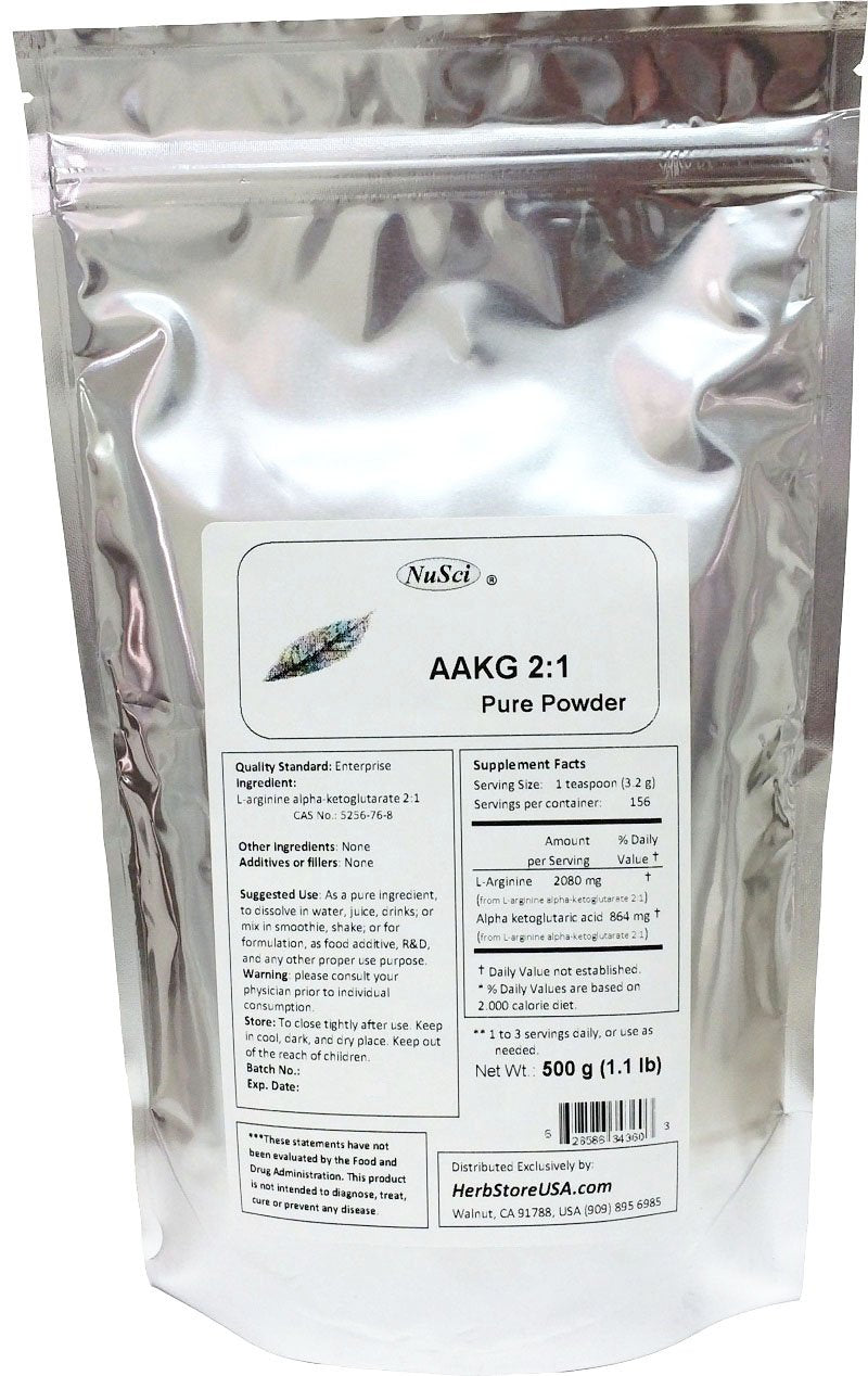 NuSci L-Arginine Alpha Ketoglutarate (AAKG) (2:1) Powder, Maximum Strength, 17.6 oz