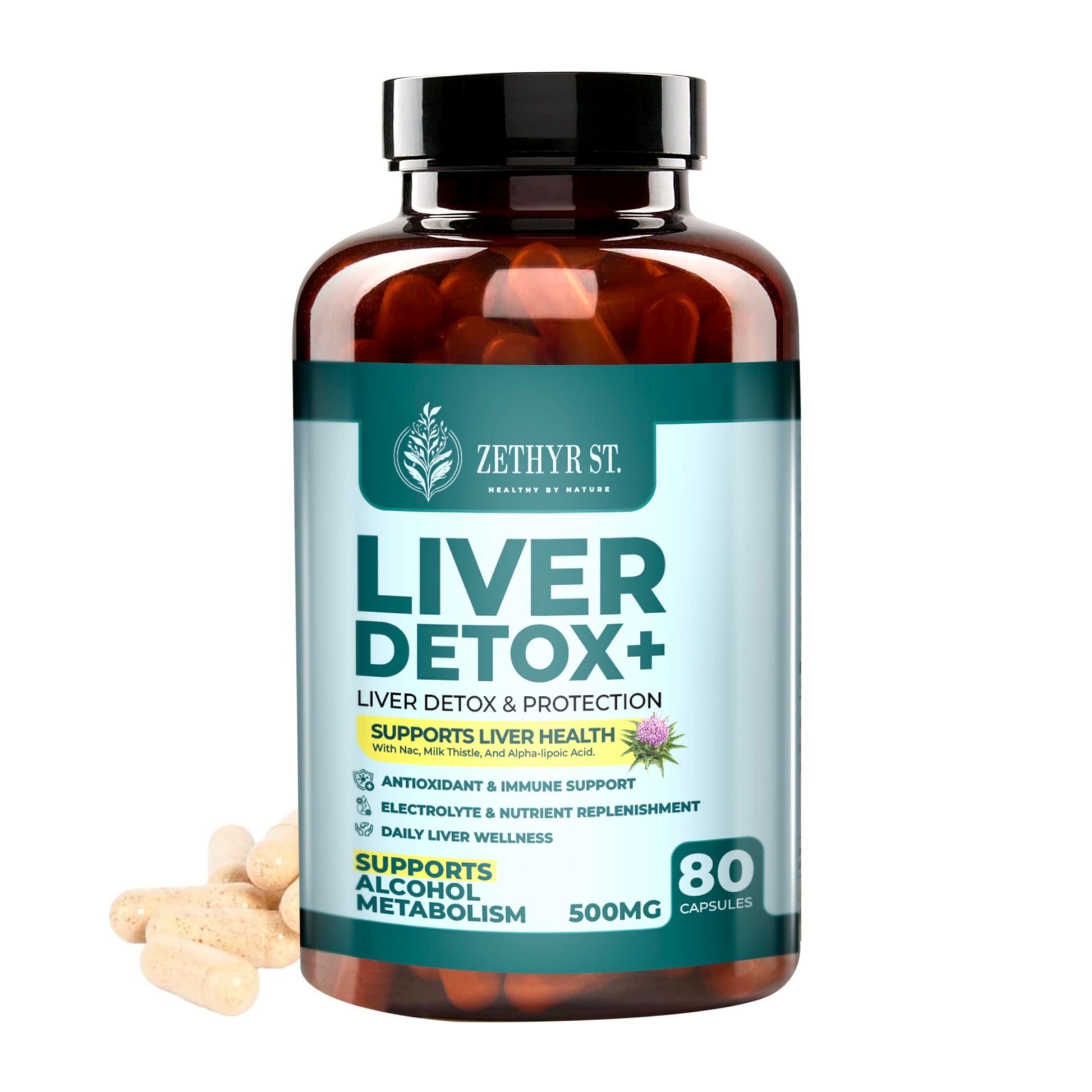 ZETHYR STREET Zethyr St. Liver Detox+ with Milk Thistle 80 Capsules