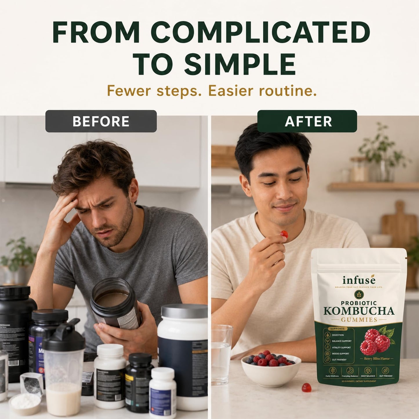 Timbersonic Infuse Probiotic Kombucha Gummies Supplement Vitamin Capsule 1