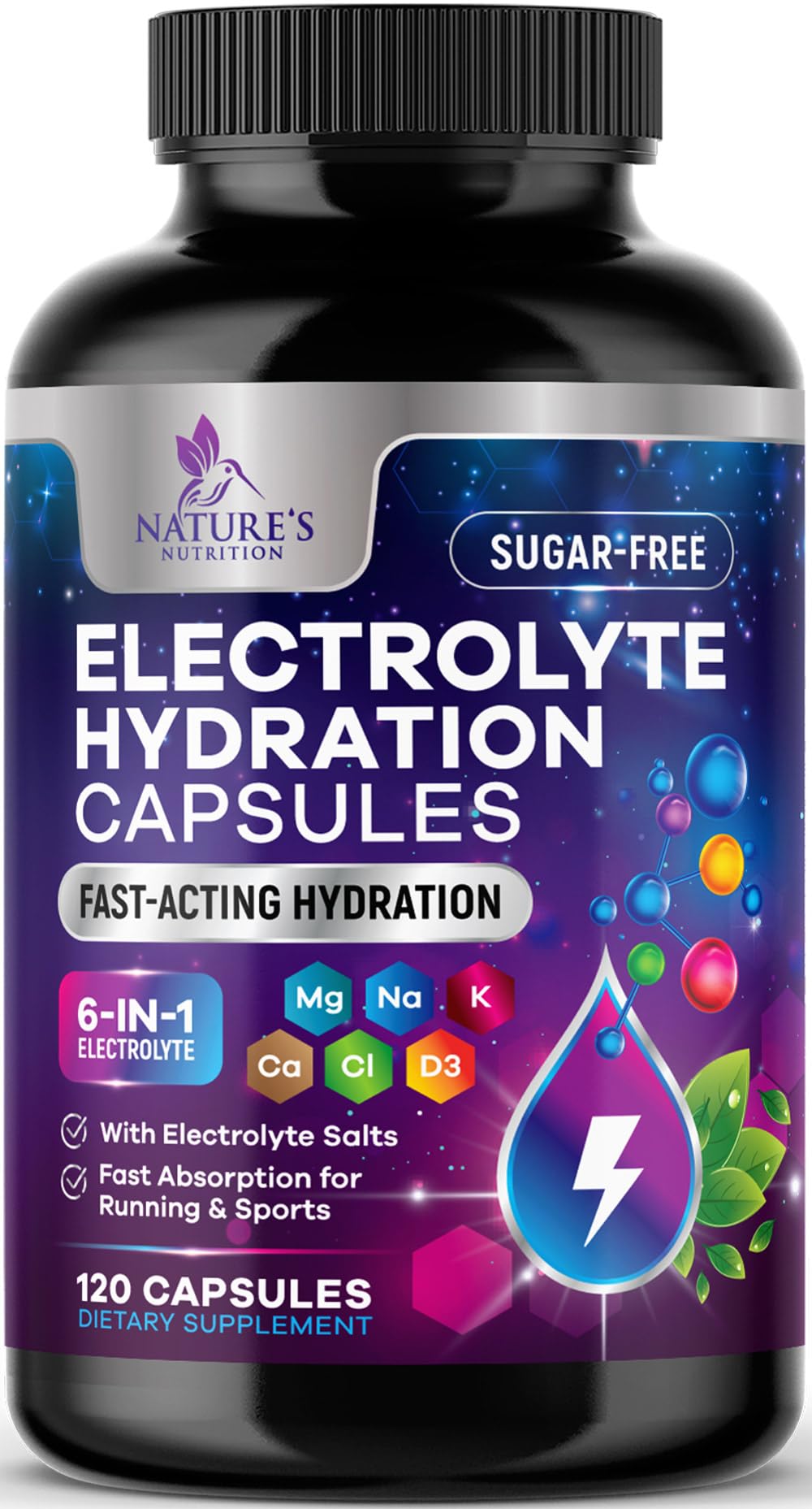 Nature's Nutrition Electrolyte Salt Capsules 120 Count