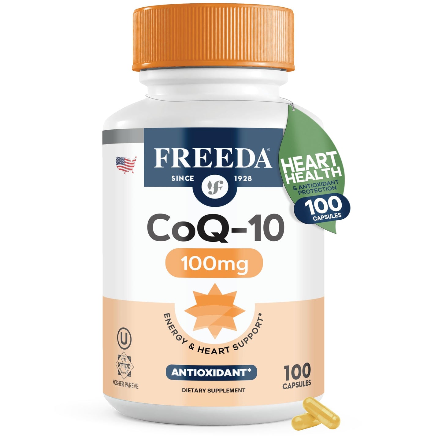 FREEDA CoQ10 100mg Capsules, 100 Count