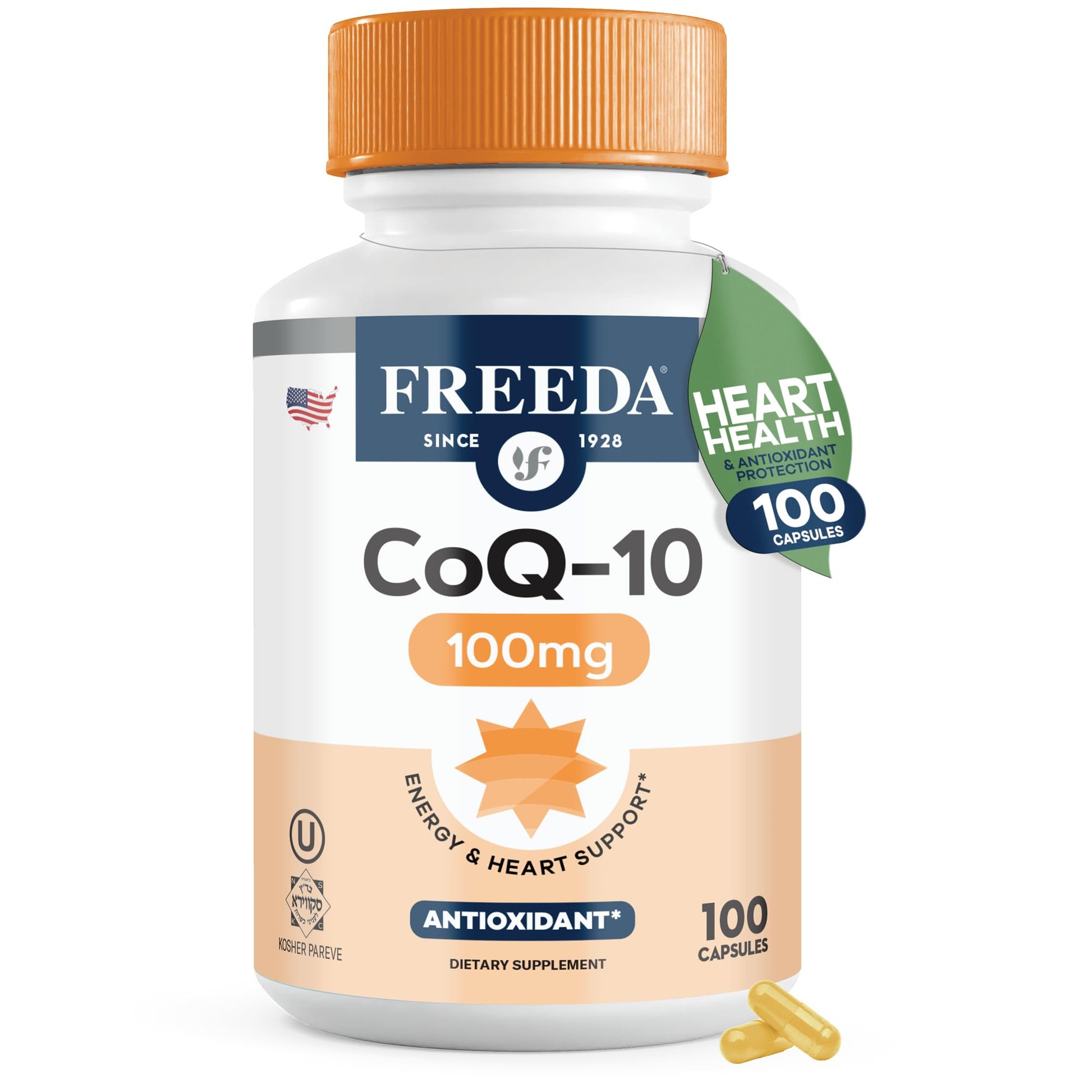 FREEDA CoQ10 100mg Capsules, 100 Count