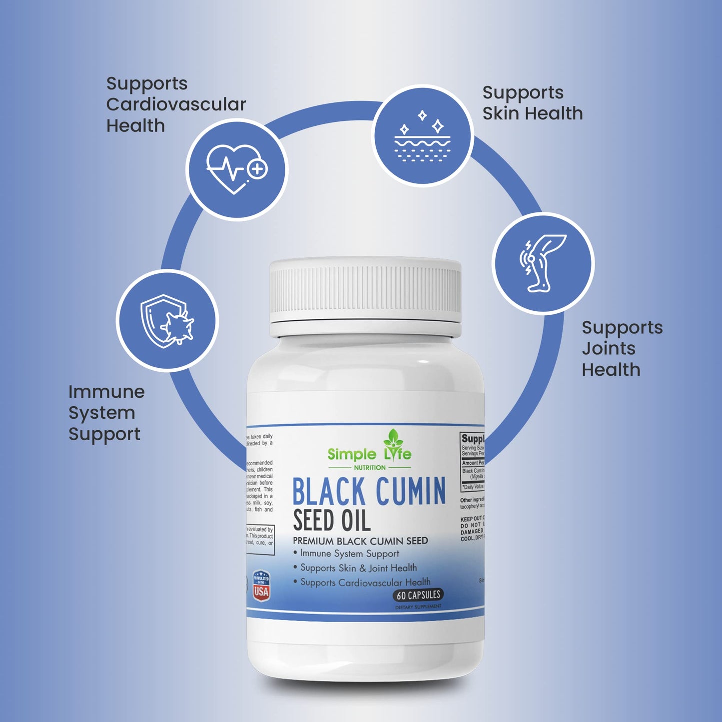 Simple Life Nutrition Organic Black Cumin Seed 60 Capsules