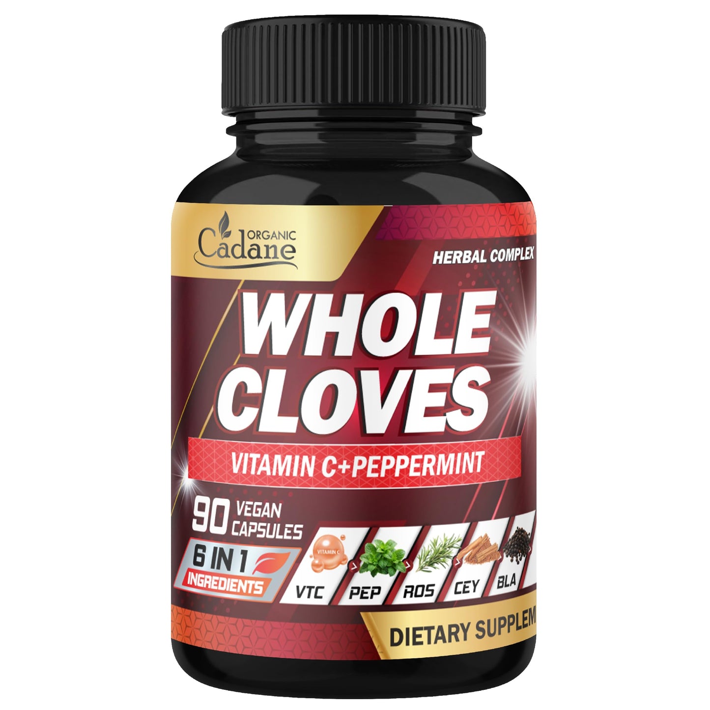 Organic Cadane 6in1 Whole Cloves Herbal Supplement Capsules 90 Count
