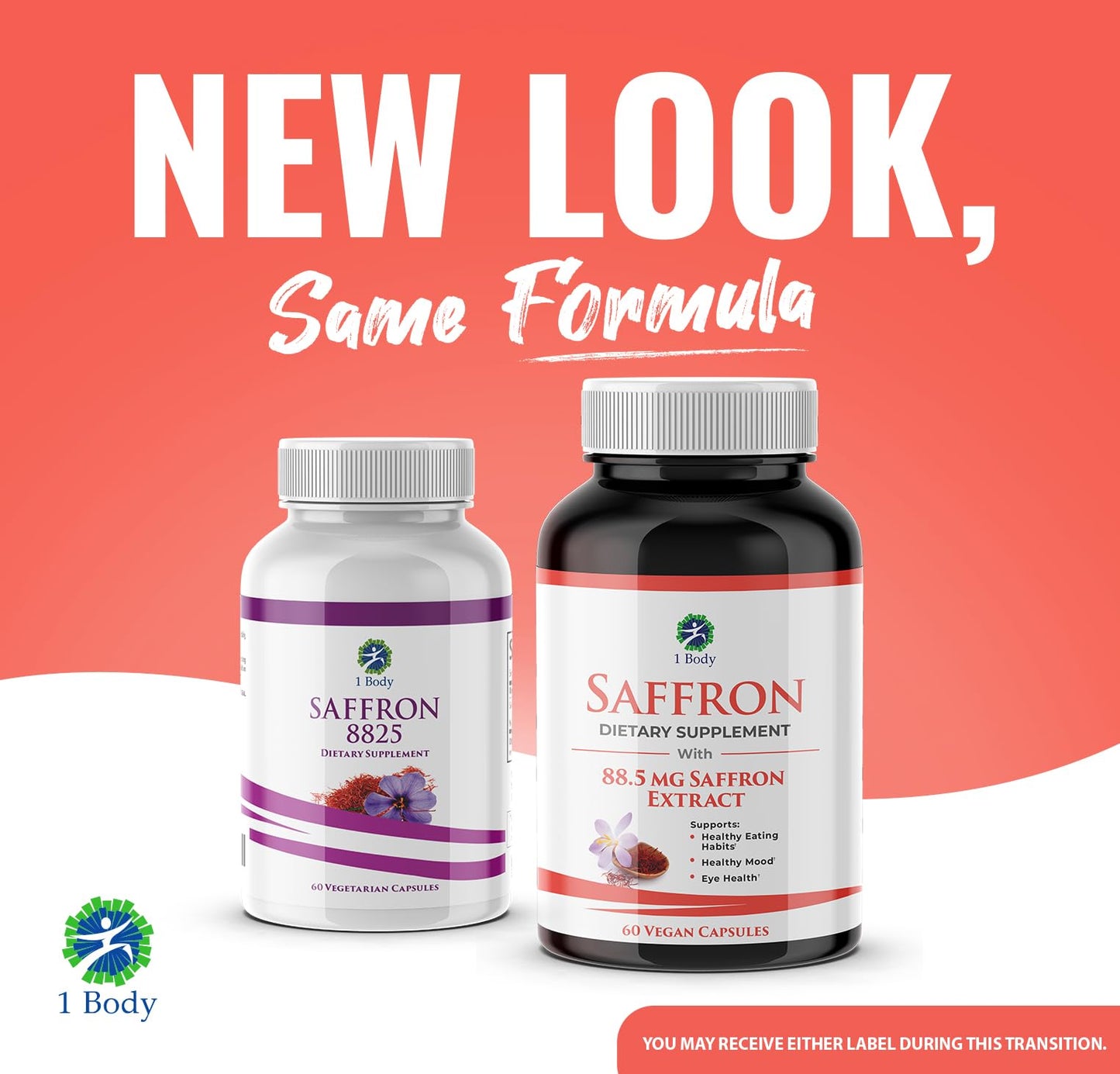 1 Body Saffron Extract Supplement Capsules, 60 Count