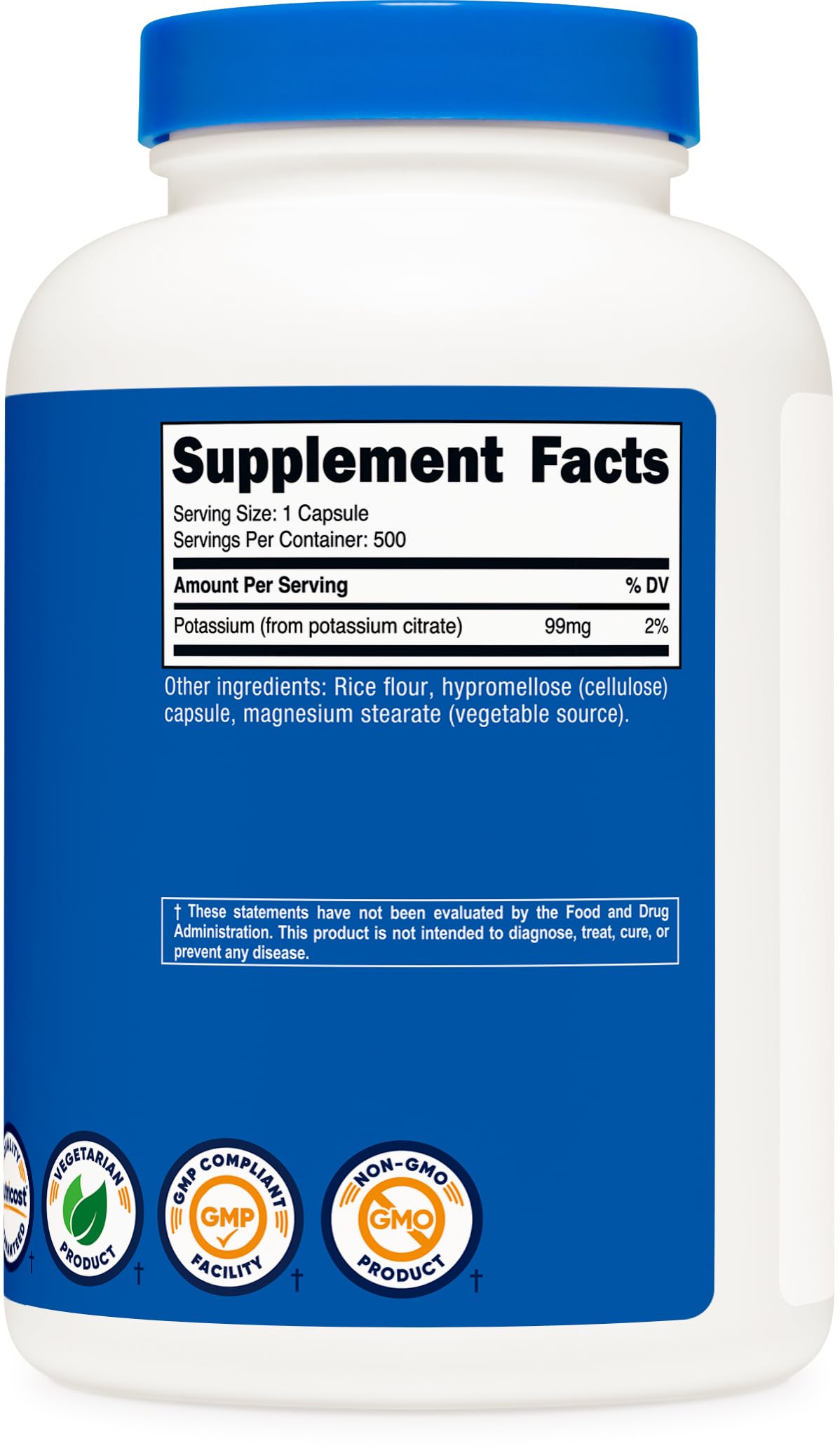 Nutricost Potassium Citrate 99mg Capsules, 500 Capsules, 3 Bottles