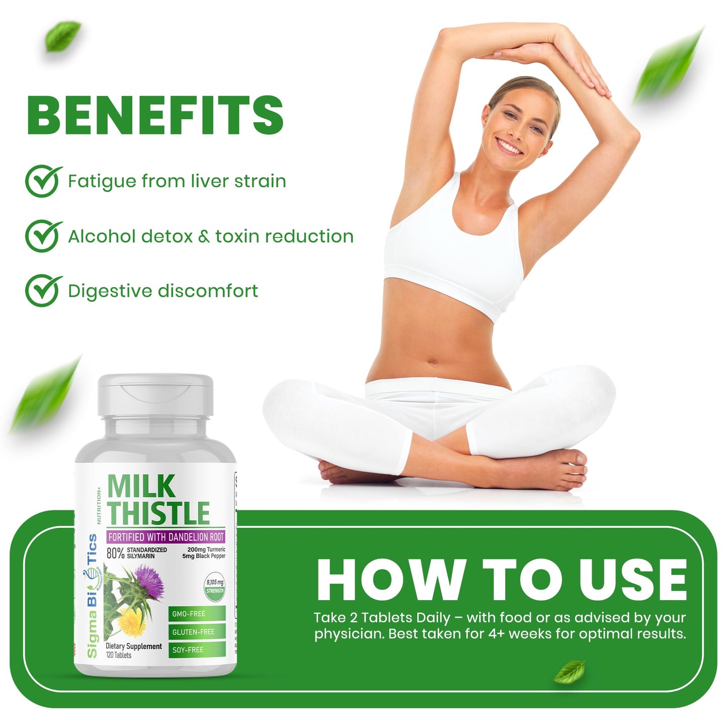 SigmaBiotics Milk Thistle Extract 9105mg Tablets, 120 Tablets