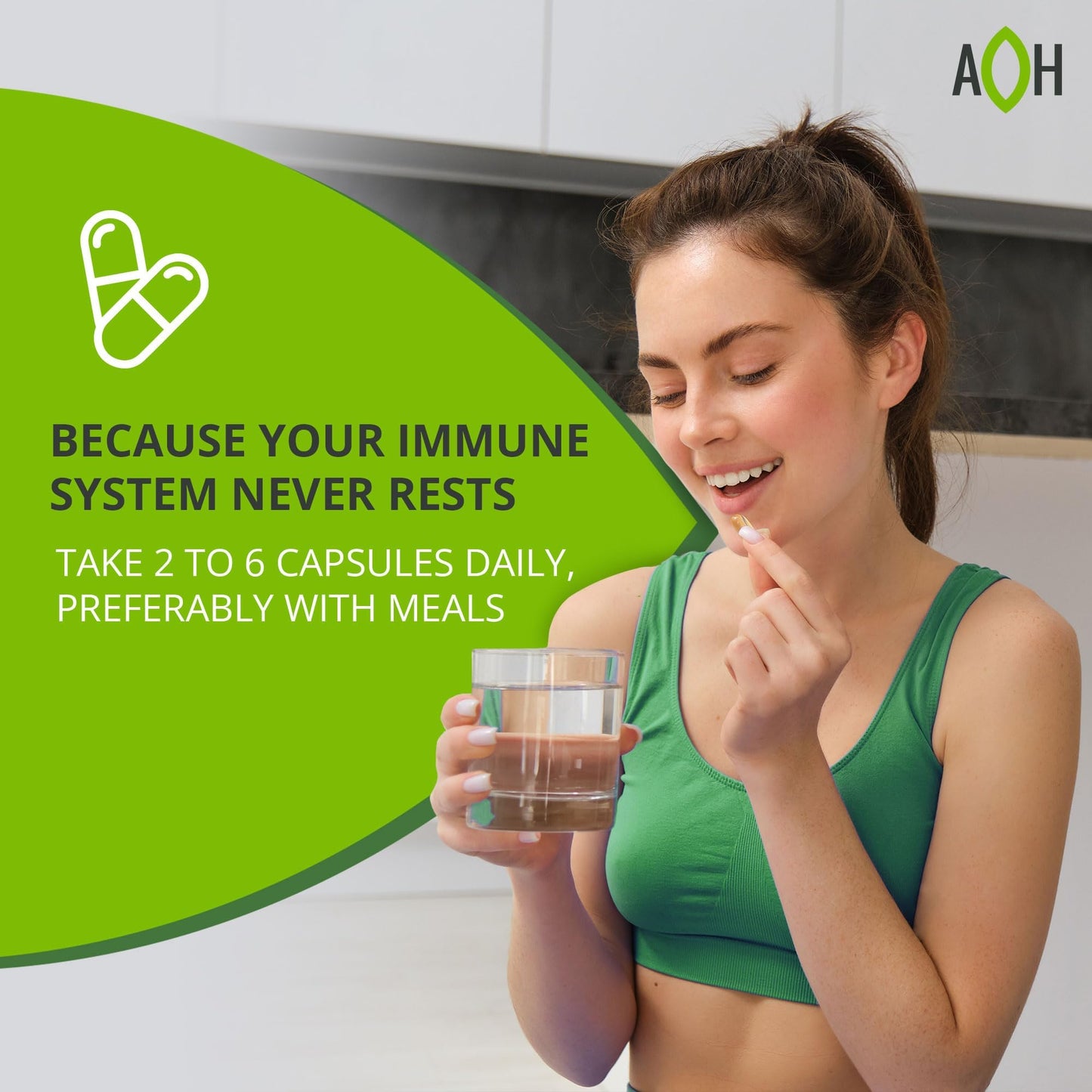 ADAPTOHEAL Immunheal Immune System Support Reishi, Ginseng 1000 Capsules