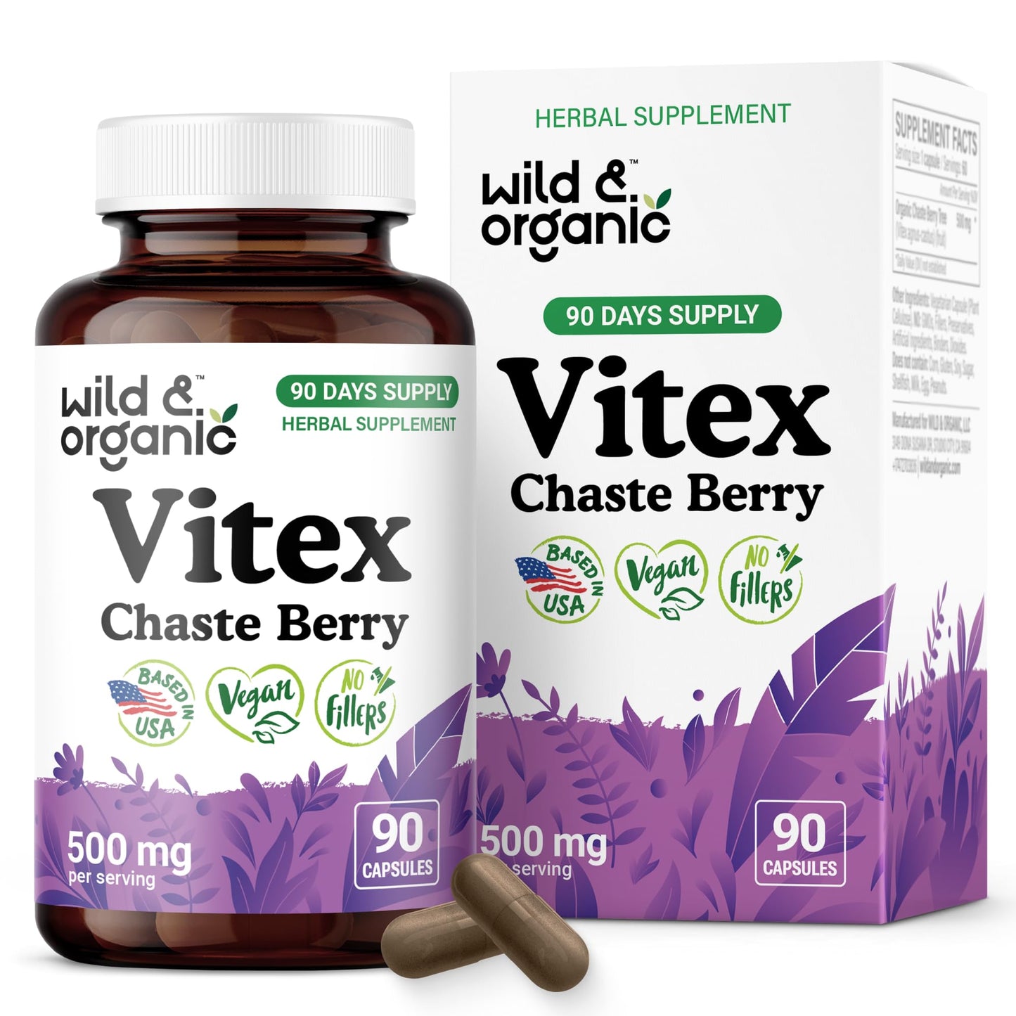 Wild & Organic Vitex Chasteberry Supplement for Women Capsule, 90 Count
