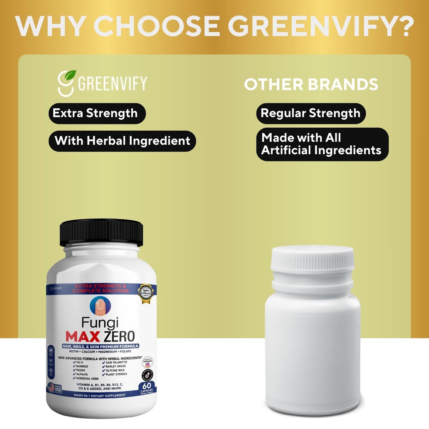 GREENVIFY Fungi Max Zero Hair, Nails & Skin Supplement 60 Capsules