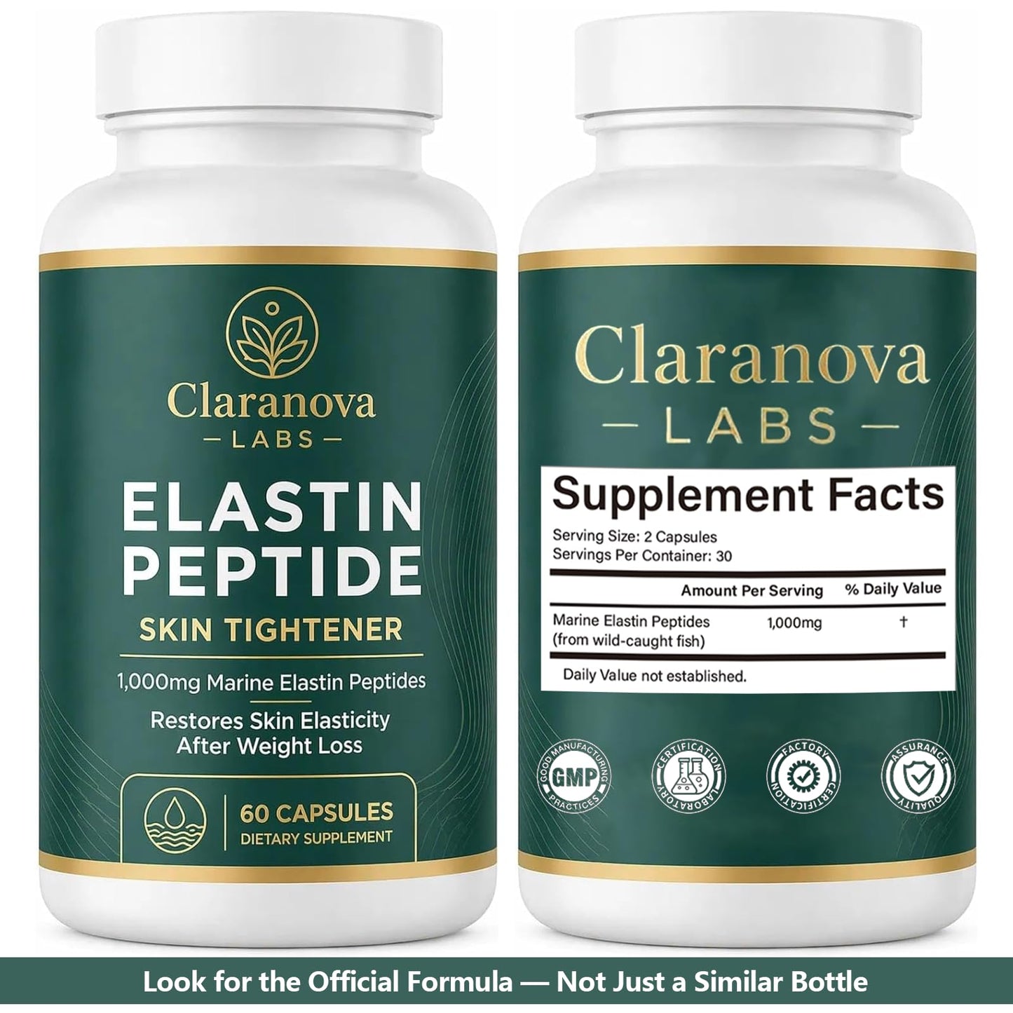 Claranova Marine Elastin Peptides Supplement Capsules 60 Count