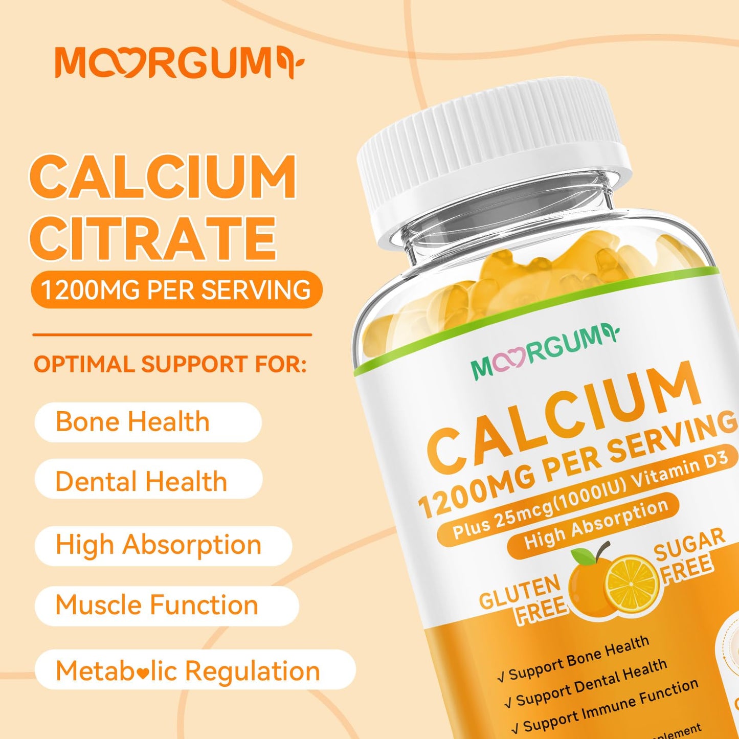 MOORGUMY Calcium Citrate Gummies 60 Count