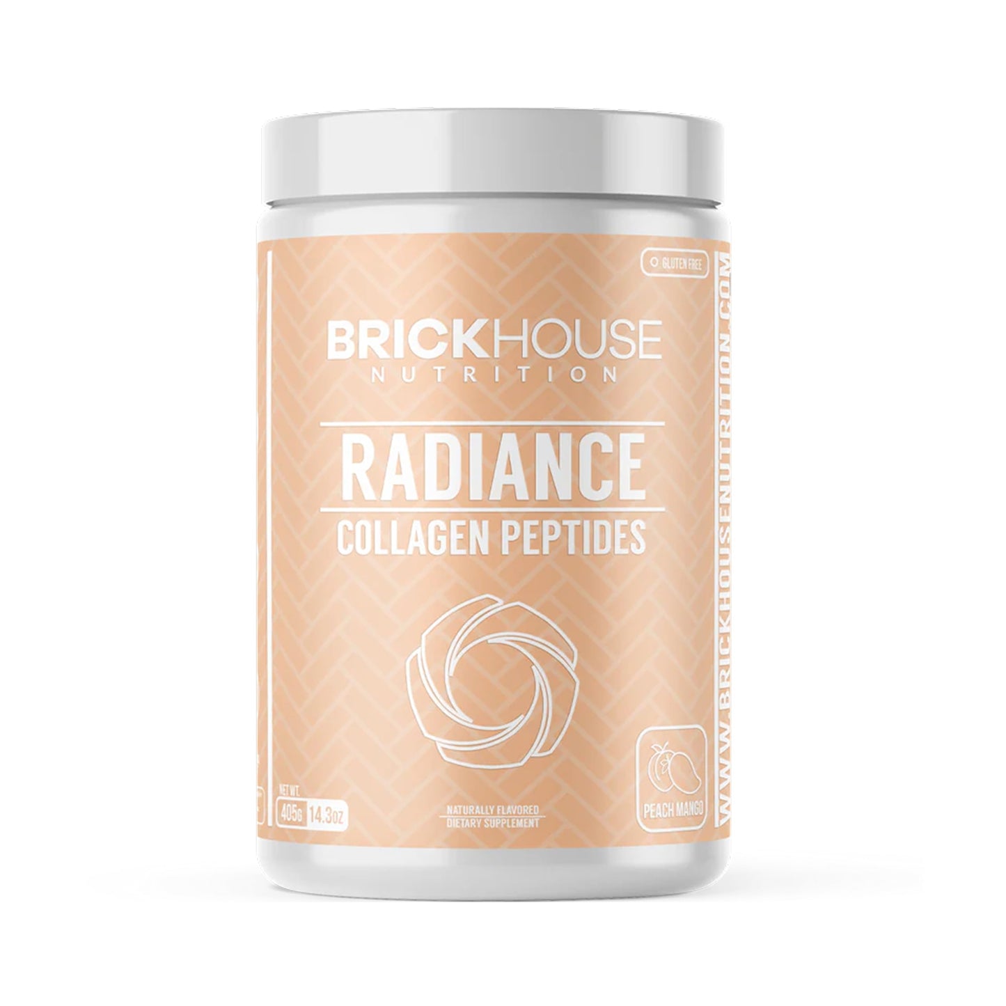 BRICKHOUSE NUTRITION Radiance Collagen Peptides Powder for Skin & Hair Growth with Hyaluronic Acid, Peach Mango, 14 Ounce