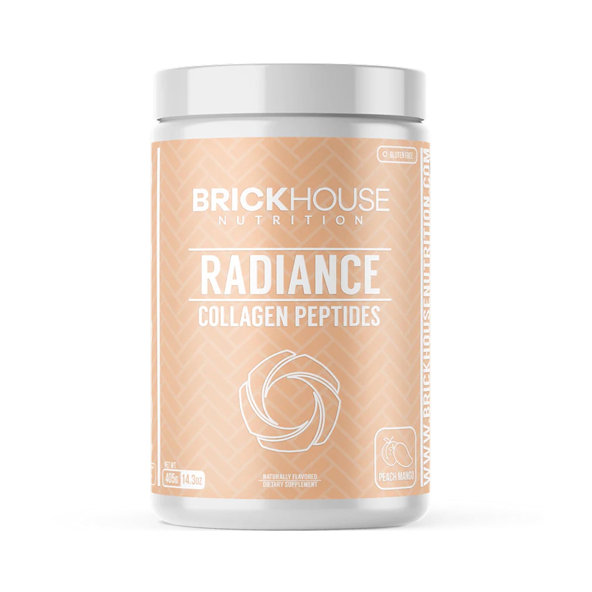 BRICKHOUSE NUTRITION Radiance Collagen Peptides Powder for Skin & Hair Growth with Hyaluronic Acid, Peach Mango, 14 Ounce
