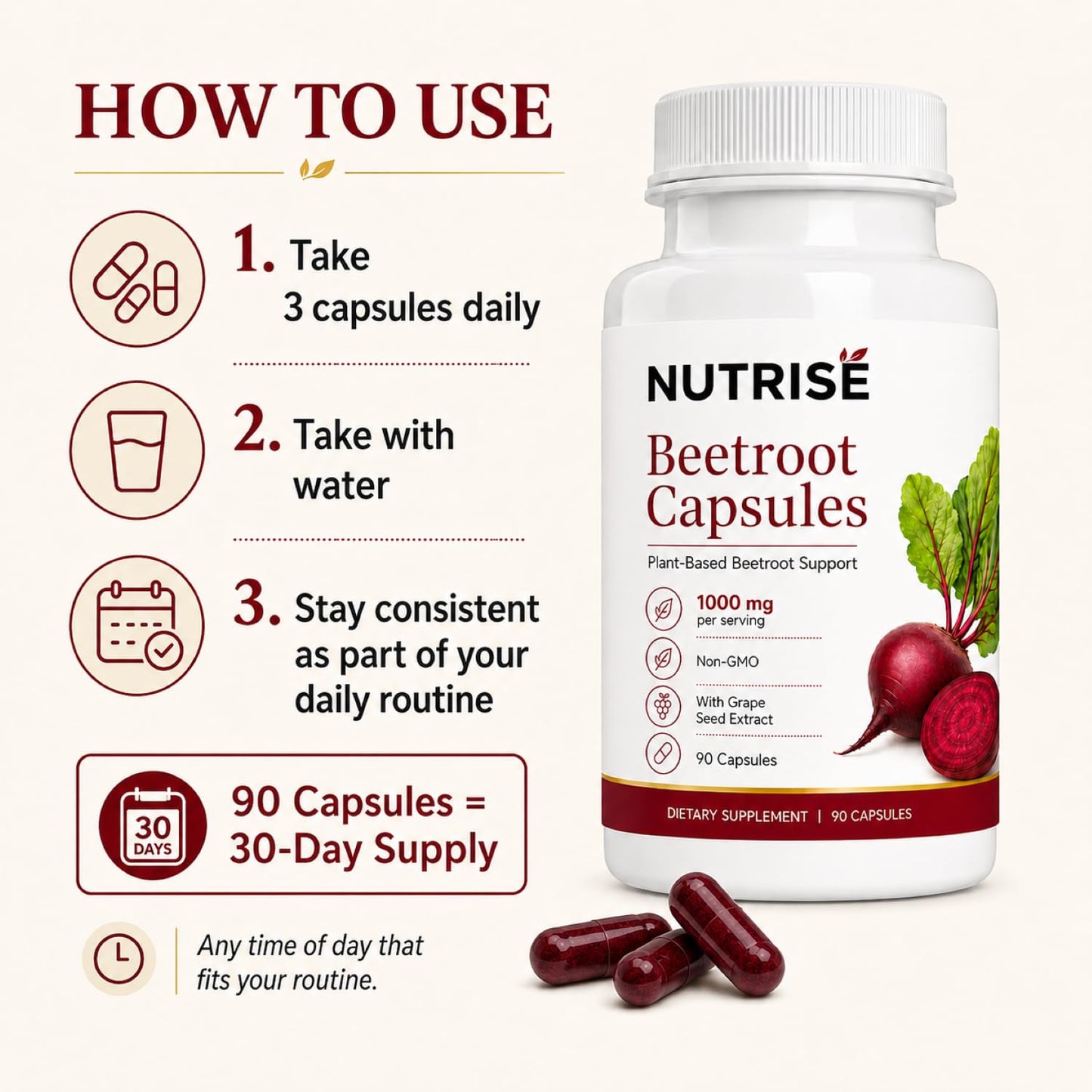 Onswildc Nutrise Beetroot Capsules 90 Capsules