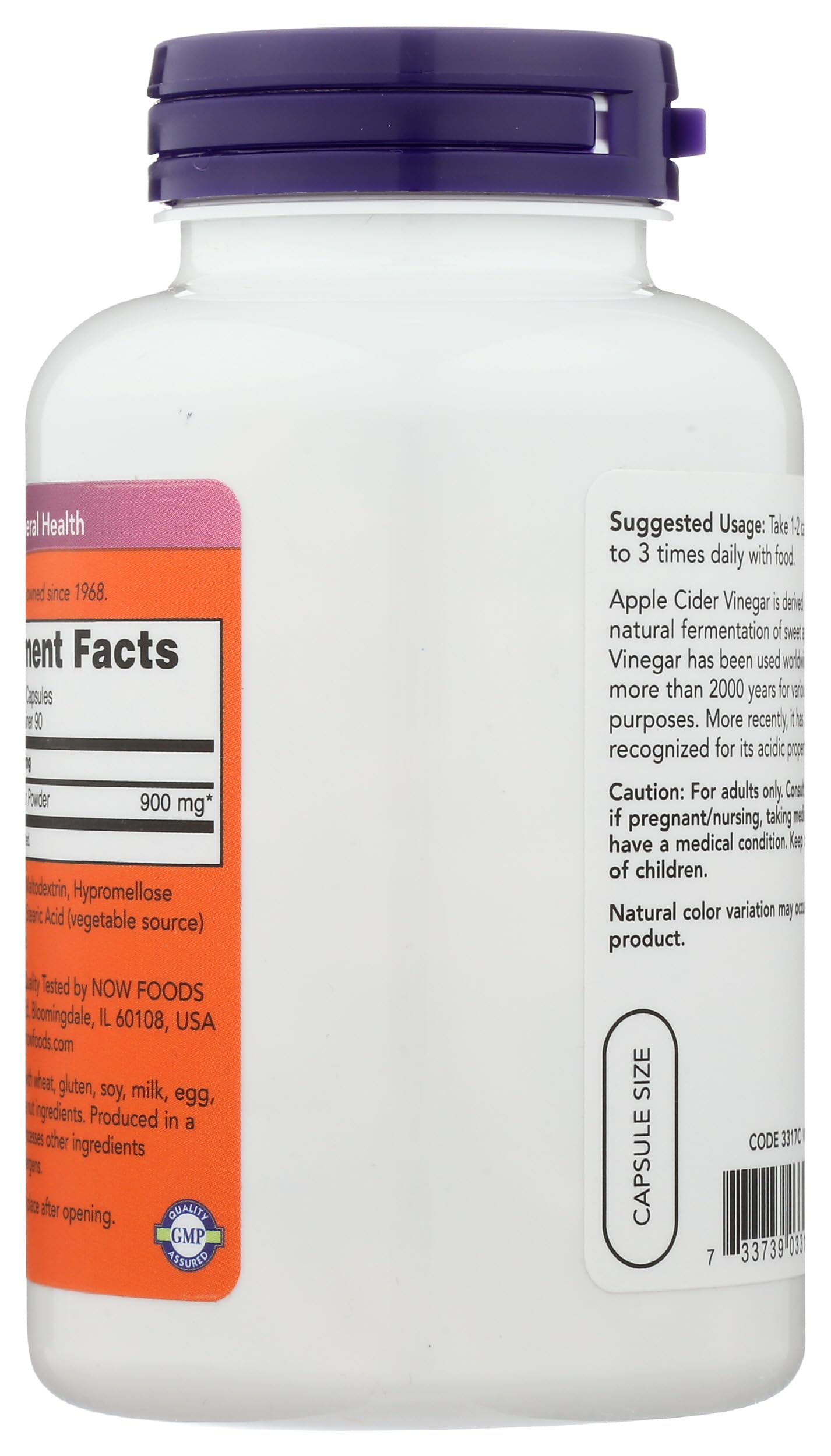 NOW Foods Cider Vinegar Diet 450Mg Capsules 180