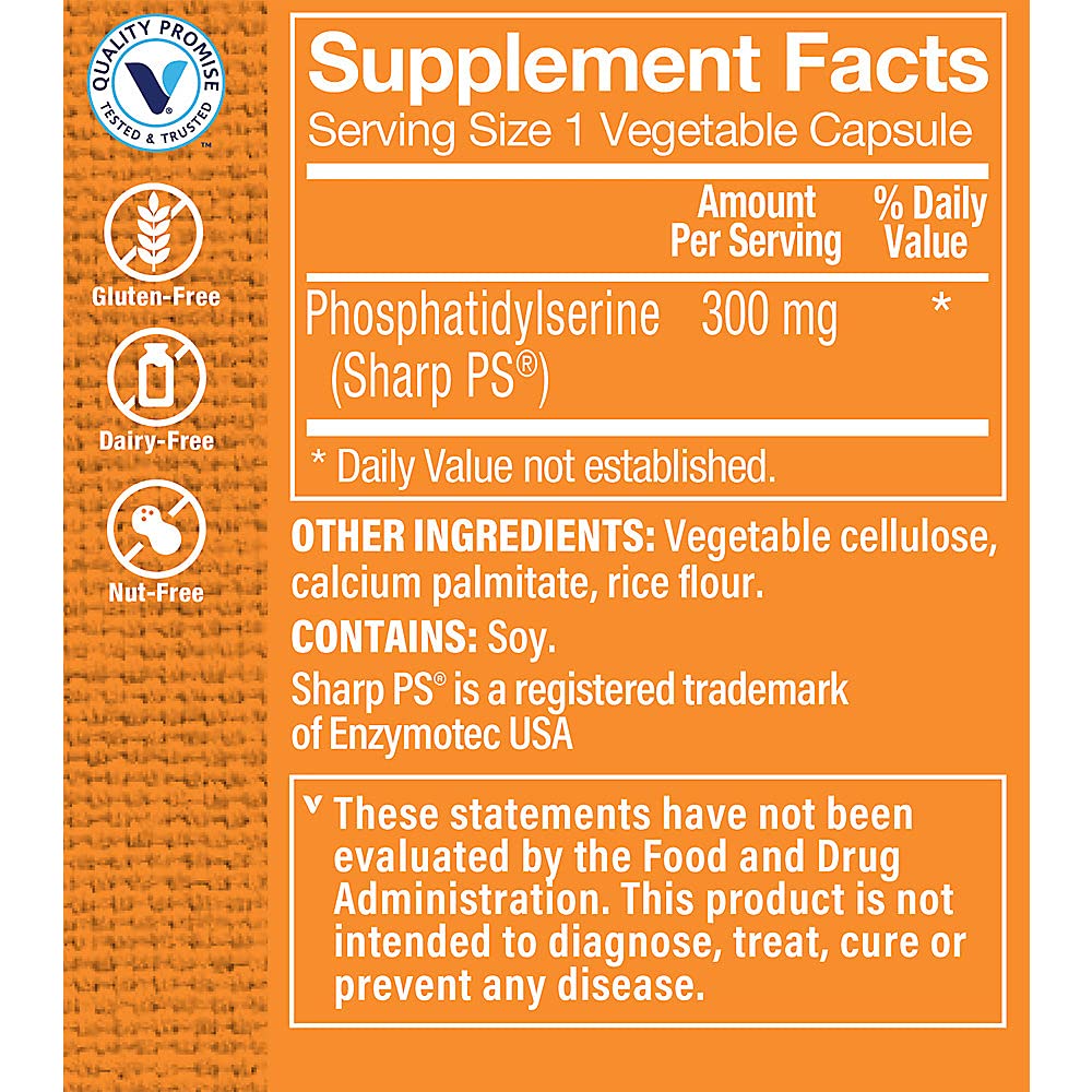 The Vitamin Shoppe Triple Strength Phosphatidylserine for Brain, Memory Vegetarian Capsules 30 Count