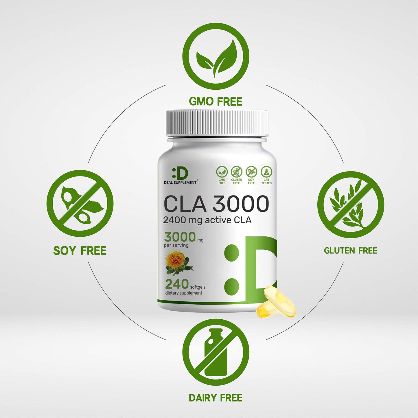 DEAL SUPPLEMENT CLA 3000mg Capsules, 240 Count