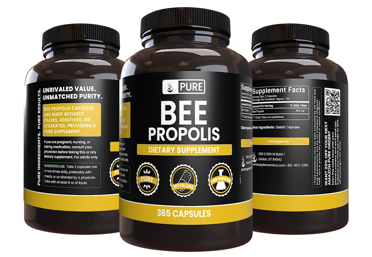 PURE ORIGINAL INGREDIENTS Bee Propolis Capsules 365