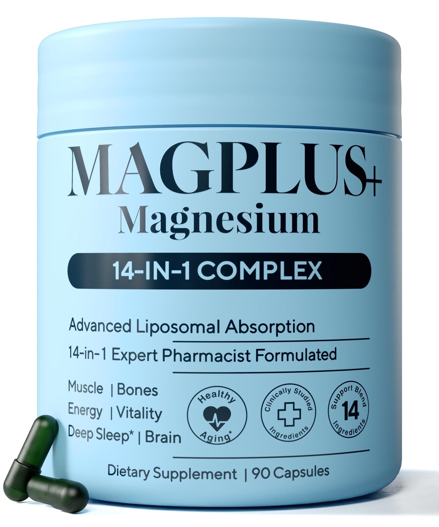 Plus+Ultra Magnesium Glycinate Complex Supplement, 90 Capsules