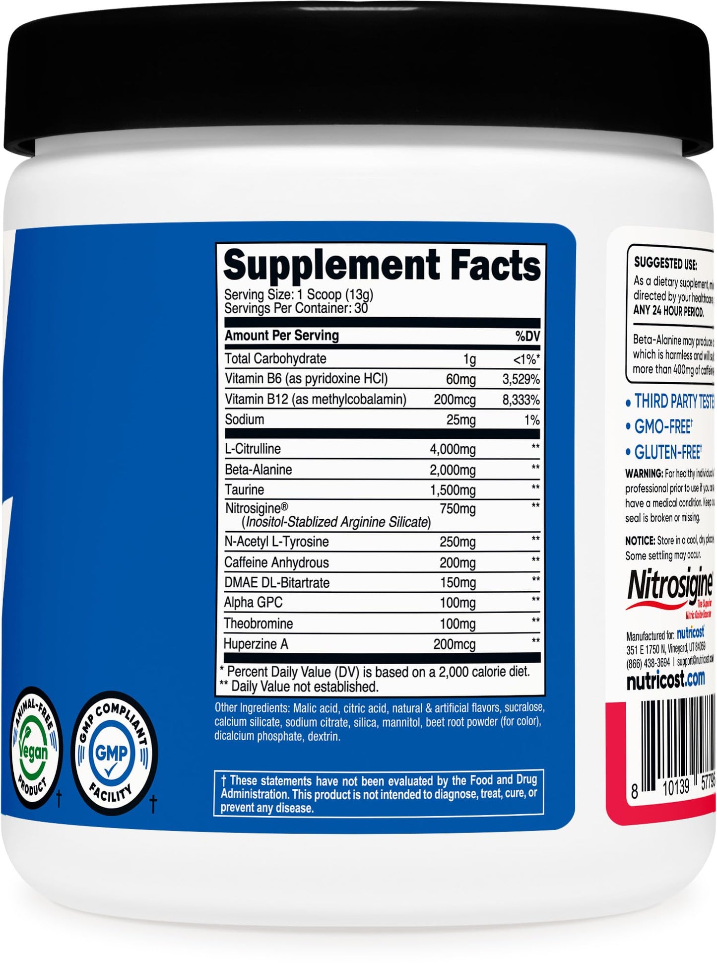 Nutricost Pre-Workout Powder Strawberry Kiwi 30 Servings