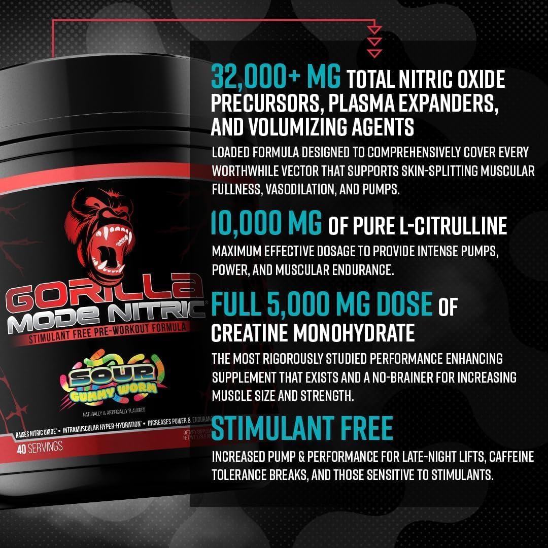 Gorilla Mind Gorilla Mode Nitric Upgraded Stimulant Free Pre-Workout Powder 27.5137