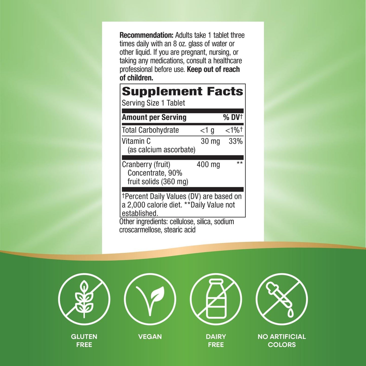 Nature's Way Premium Potency Standardized Cranberry 90% Fruit Solids 120 Tablets