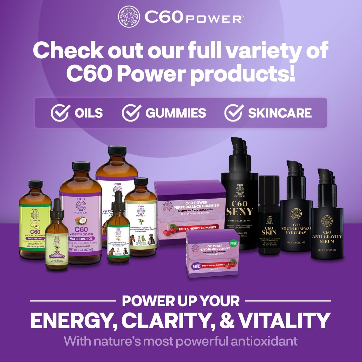C60 Purple Power C60 Gummies 30 Count