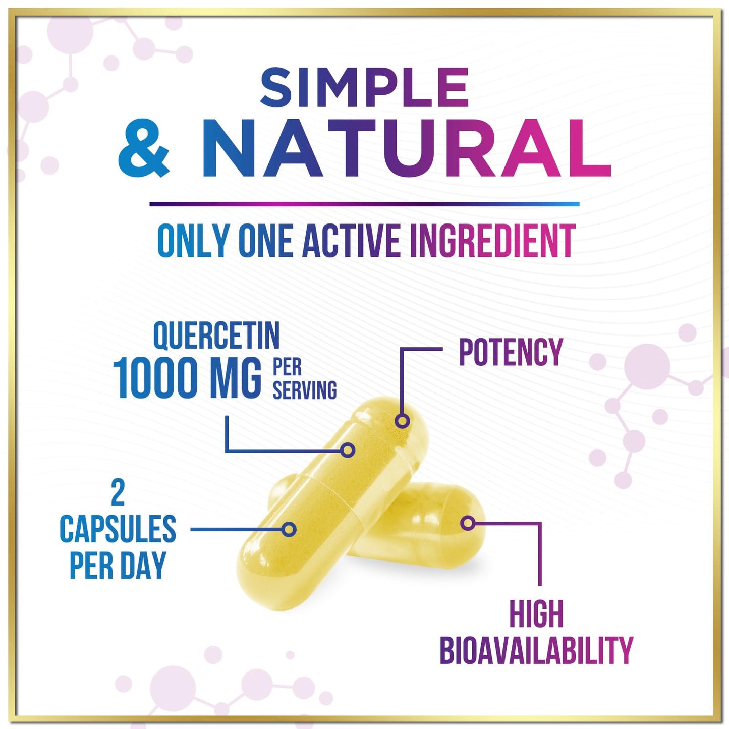 Hello Lovely! Quercetin Dihydrate 1000mg Veggie Capsules, 120 Count